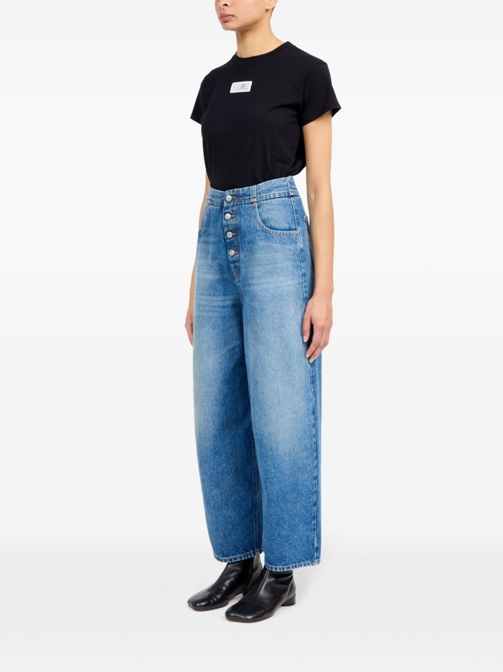 button-up straight jeans - 6