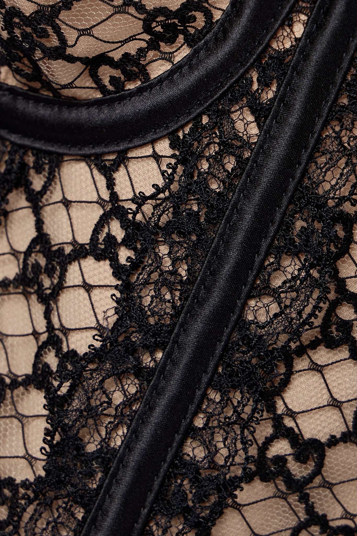 Lace-trimmed embroidered cotton-blend tulle and satin bustier top - 5