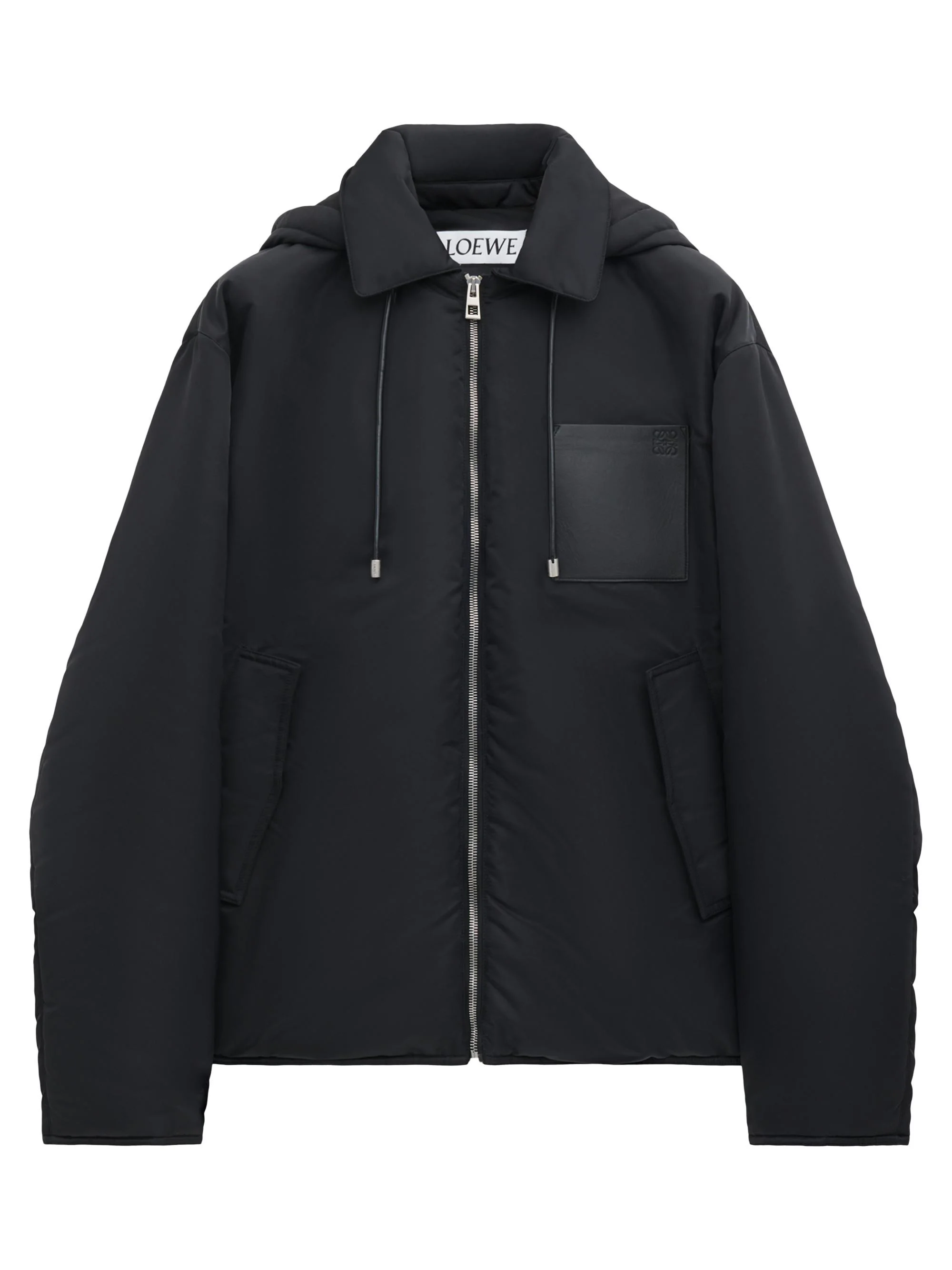 Men's Hooded Nylon-Blend Jacket - Black - 1