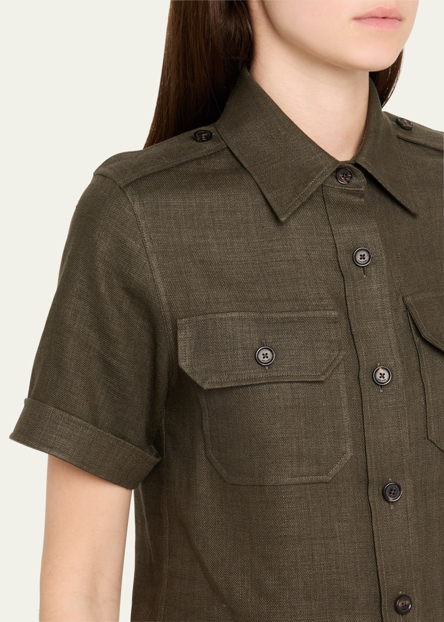 Cam Annalisa Structured Linen Button-Front Blouse - 5