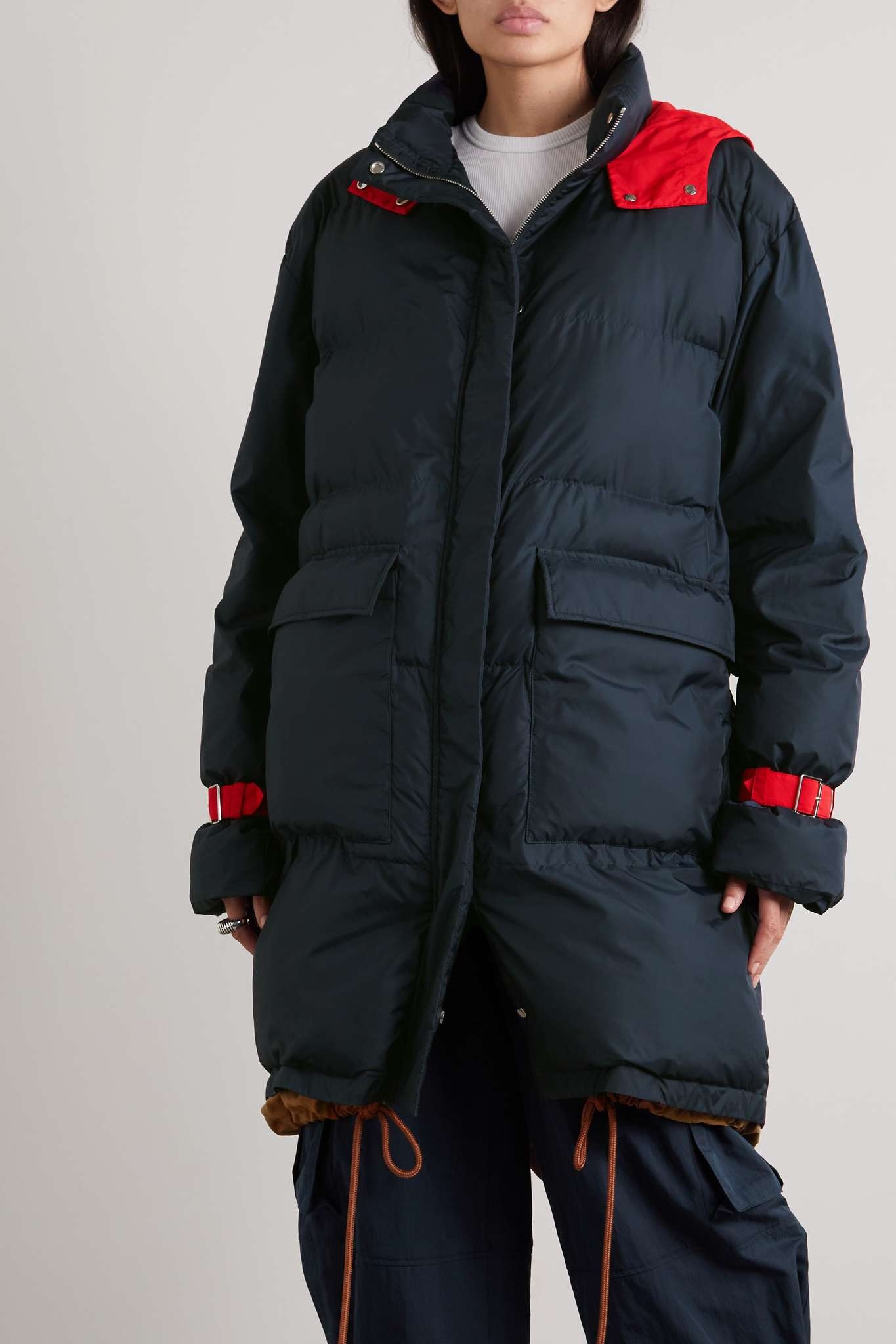 Leather-trimmed quilted padded shell parka - 3