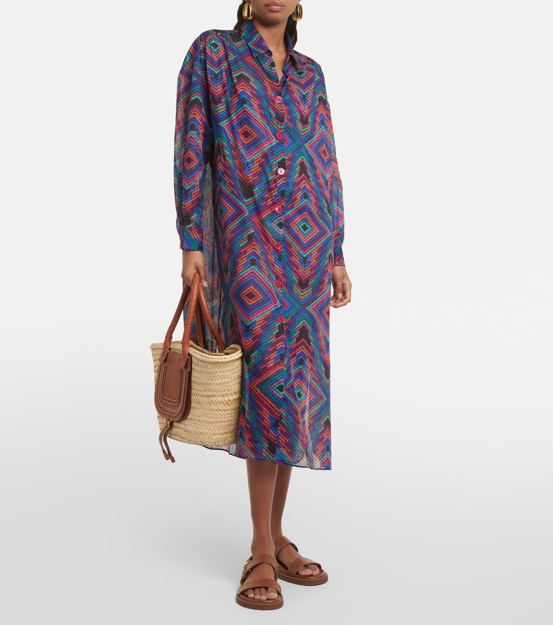 Dj printed cotton voile shirt dress - 2