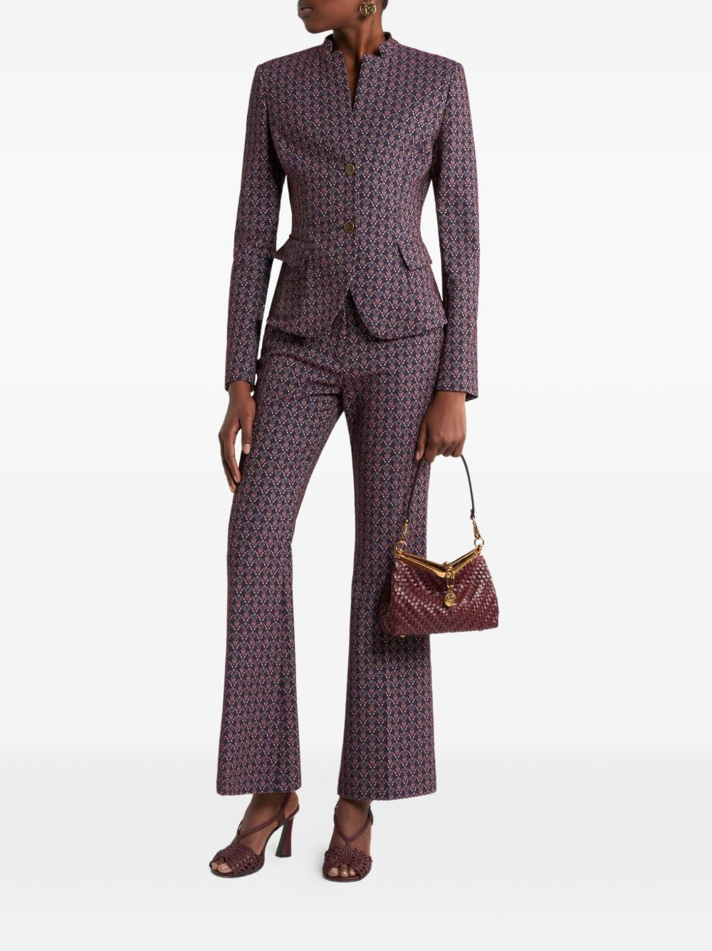 jacquard single-breasted blazer - 2