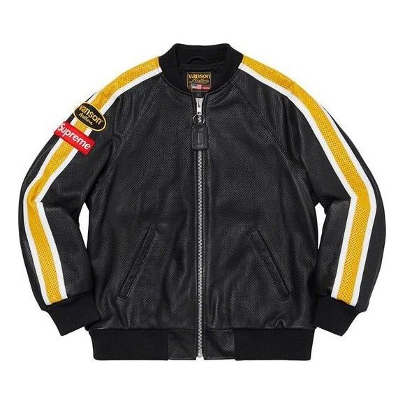 Supreme x Vanson Leathers Perforated Bomber Jacket 'Black Yellow' SUP-SS20-211 - 1