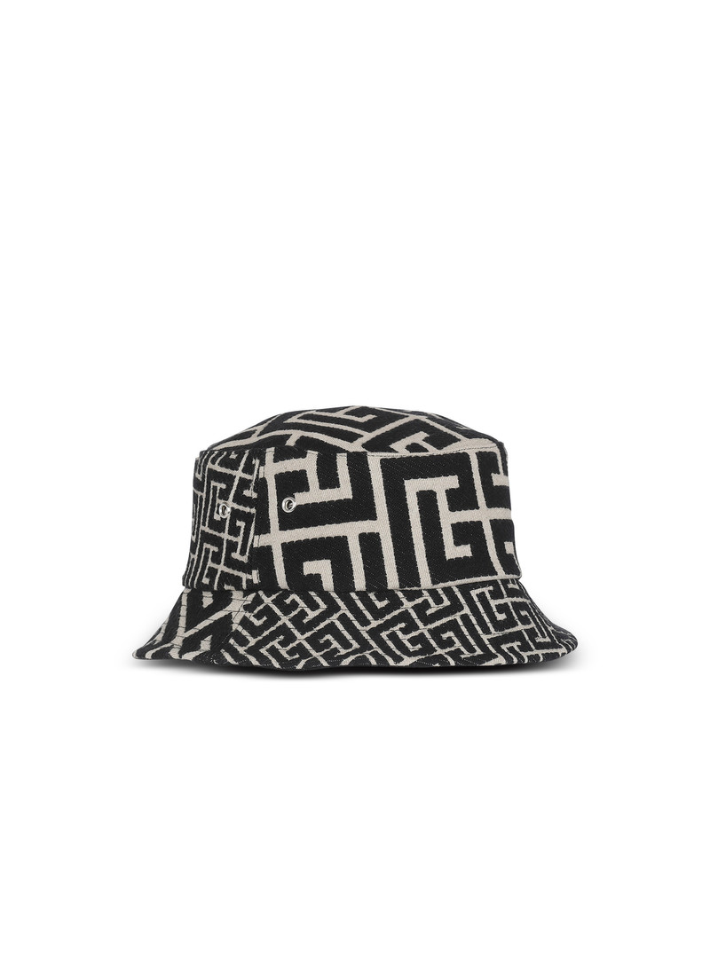 Cotton canvas bucket hat with Balmain Paris logo 3