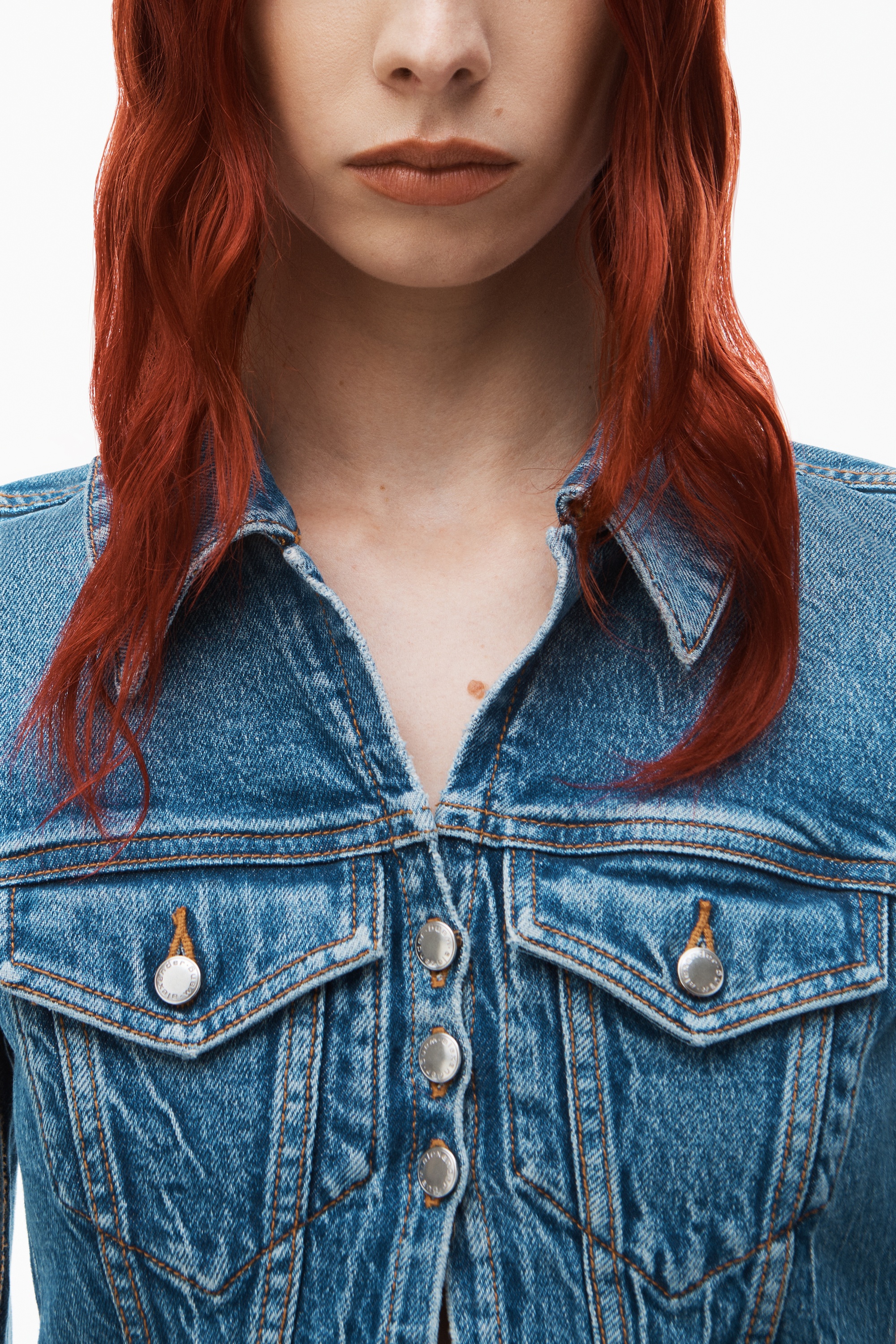 shrunken trucker cardi in denim - 4