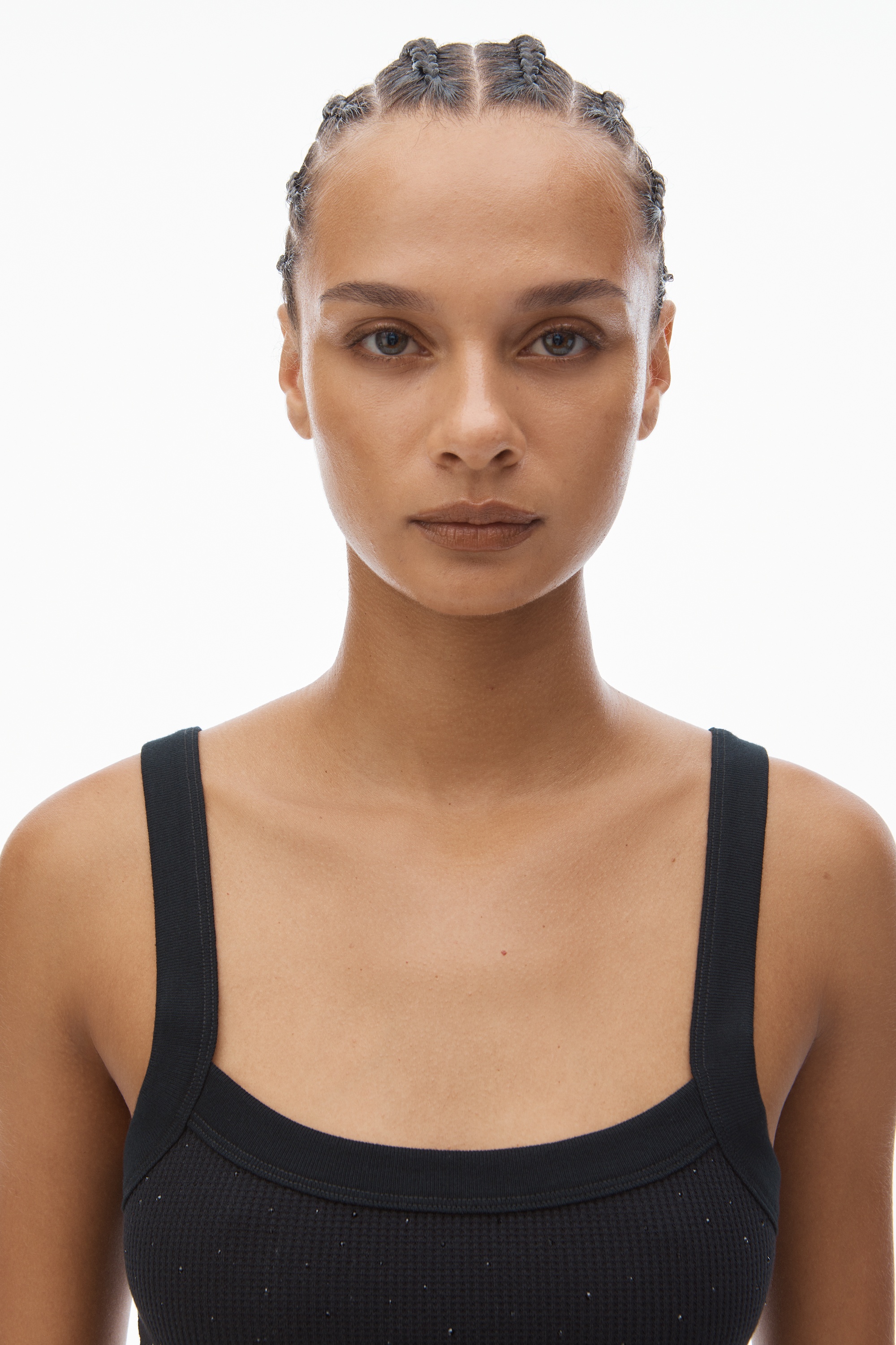 Crystal Hotfix Cropped Camisole in Waffle Knit - 6