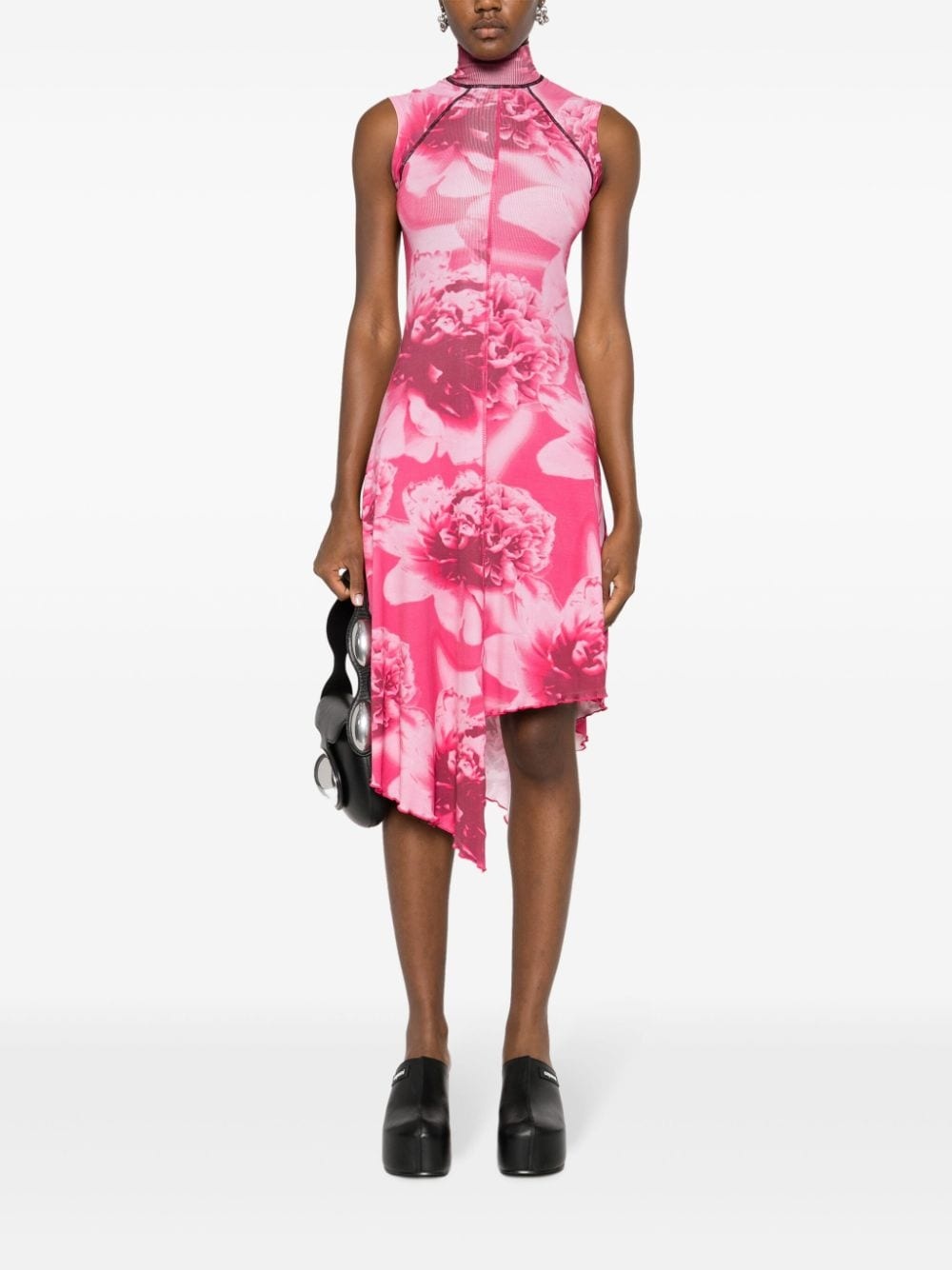 asymmetric floral-print midi dress - 2