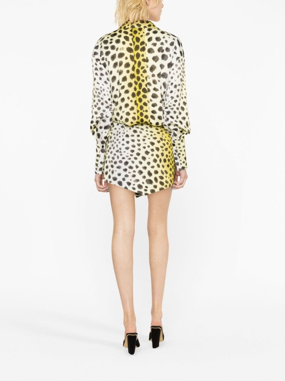 leopard-patterned shirt dress - 3