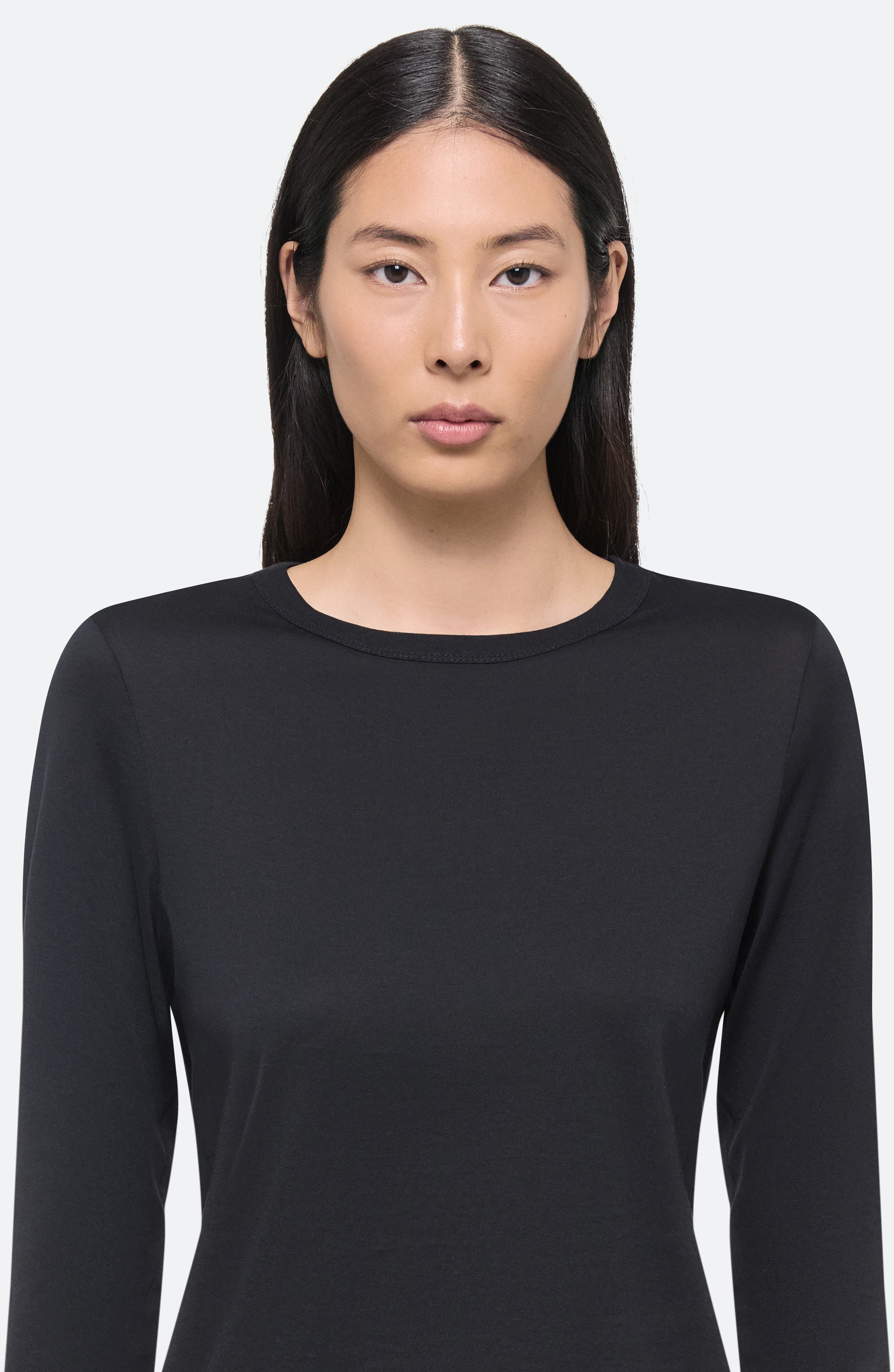 Helmut Lang Slim Long Sleeve Cotton T-Shirt in Black - 4