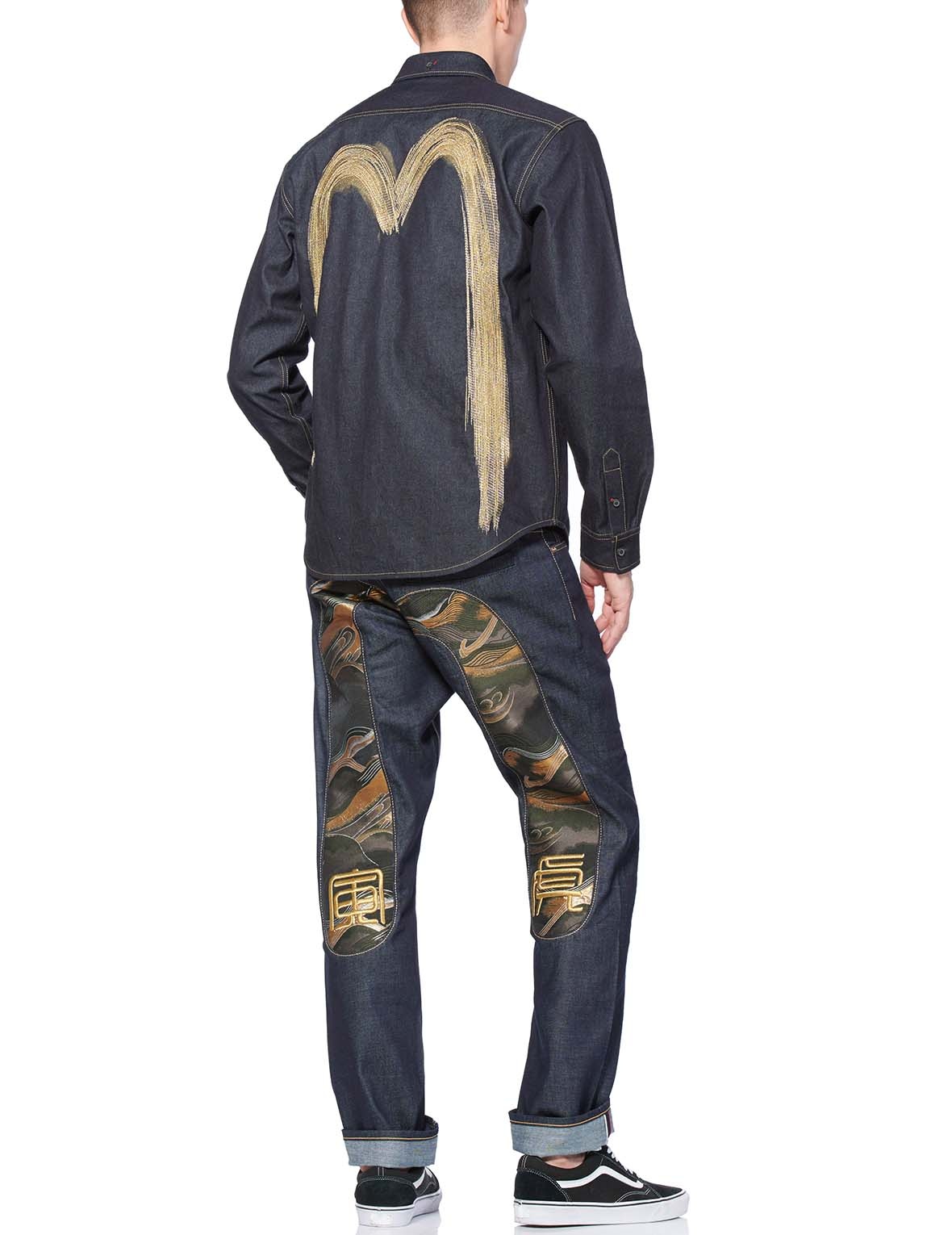 INK-LIKE EFFECT DAICOCK EMBROIDERED DENIM SHIRT - 5