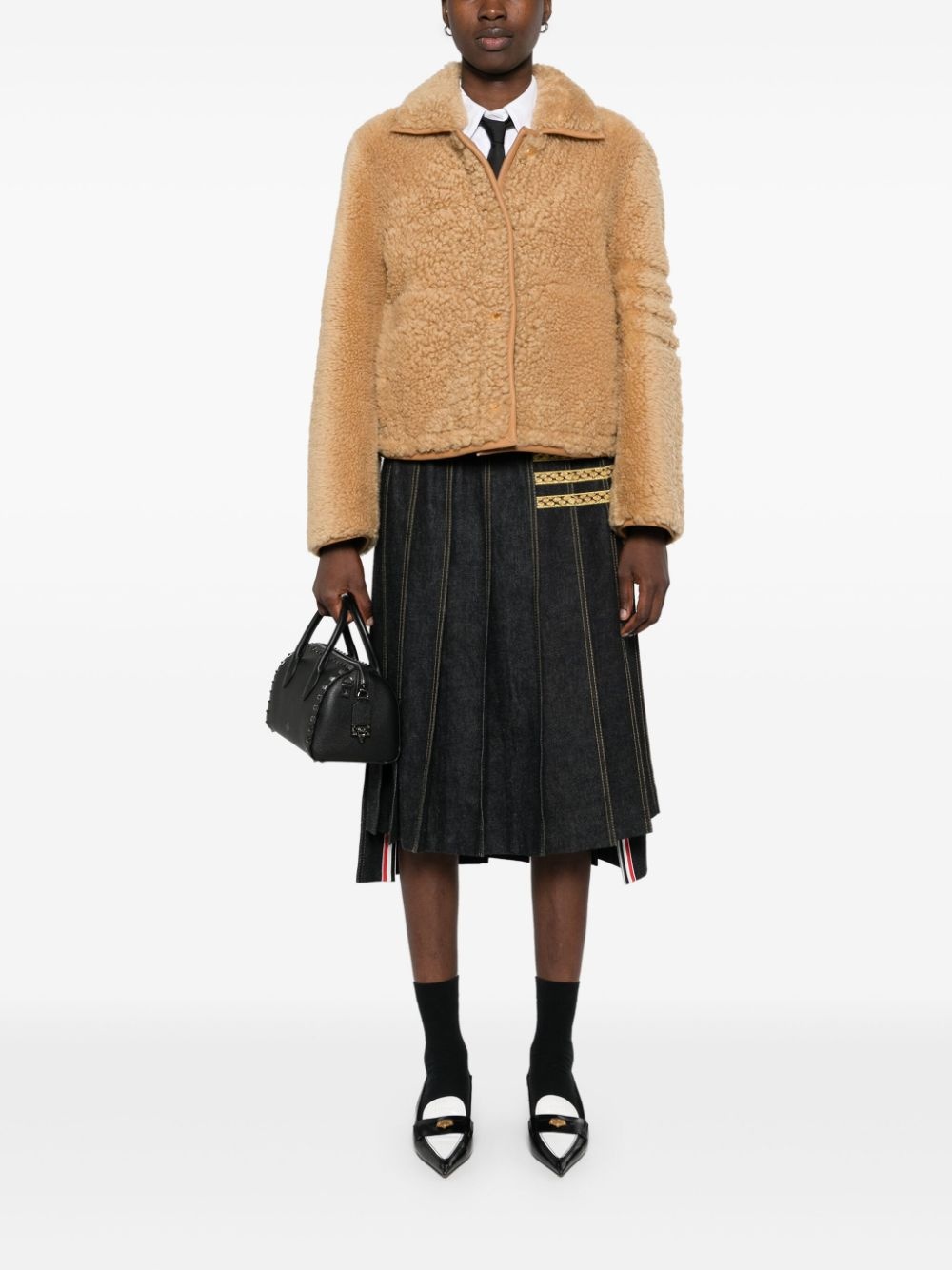 button-up shearling jacket - 2