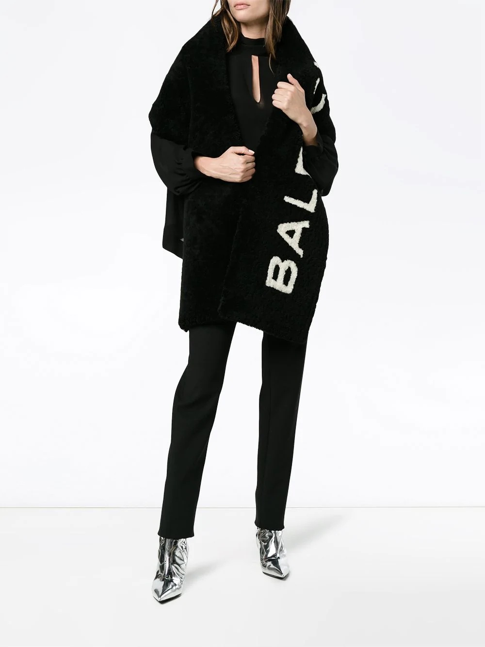 Shearling logo scarf - 2