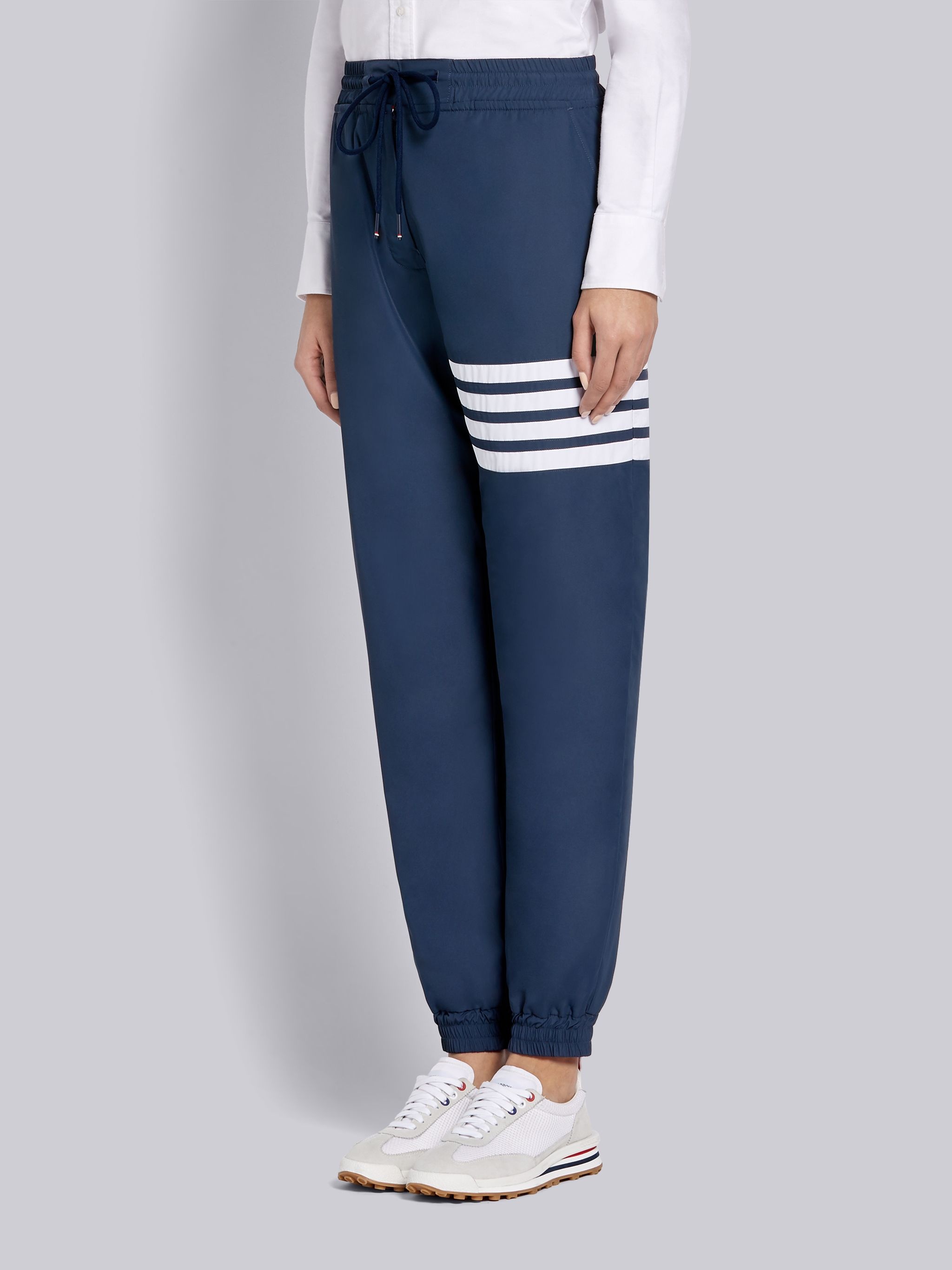 Navy Flyweight Check Track 4-Bar Trouser - 2