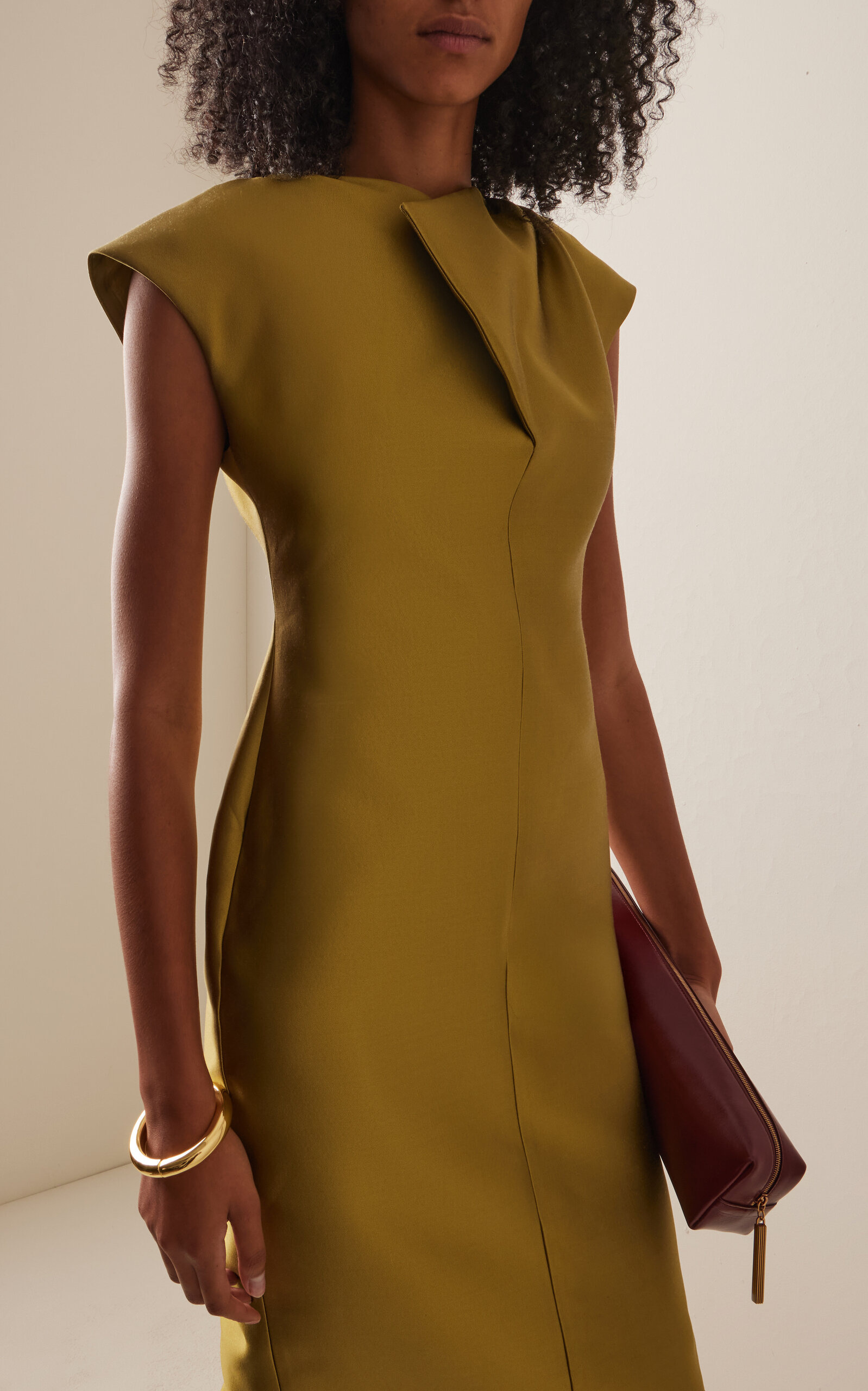 Exclusive Peel Silk-Wool Maxi Sheath Dress green - 3