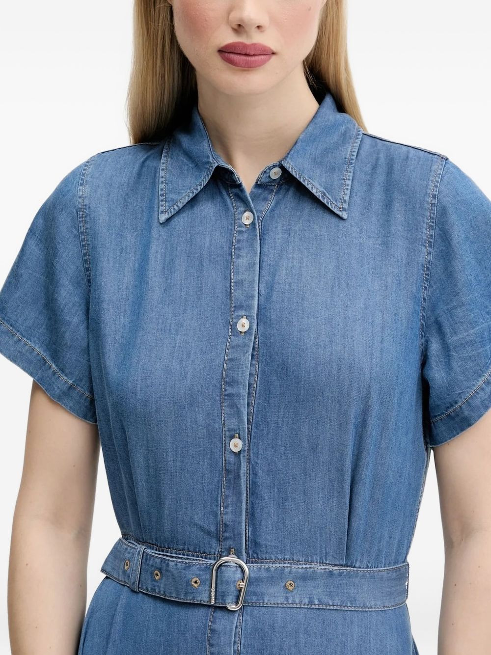 belted denim shirt mini dress - 3