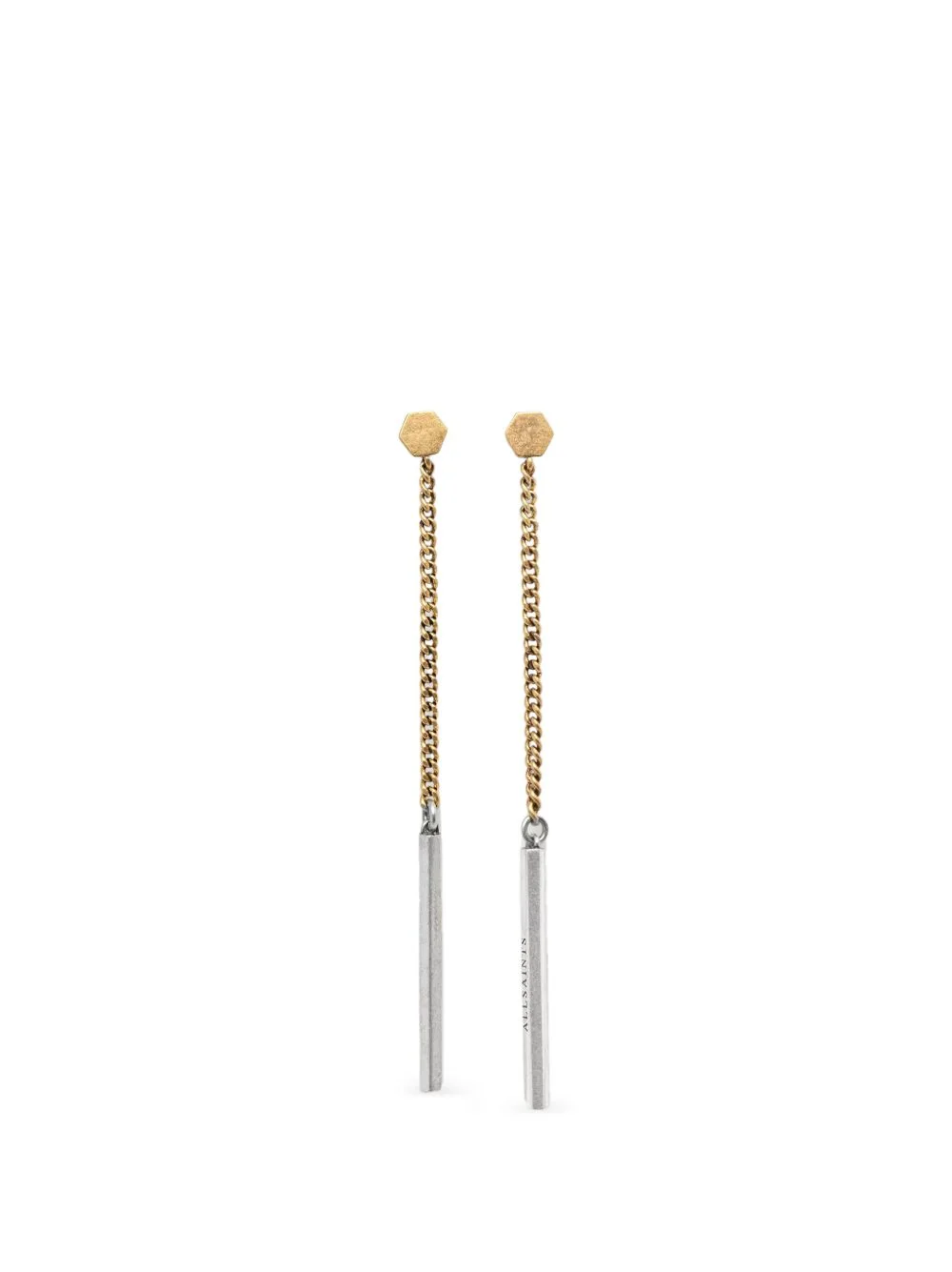 hexagon-stud curb-chain earrings - 1