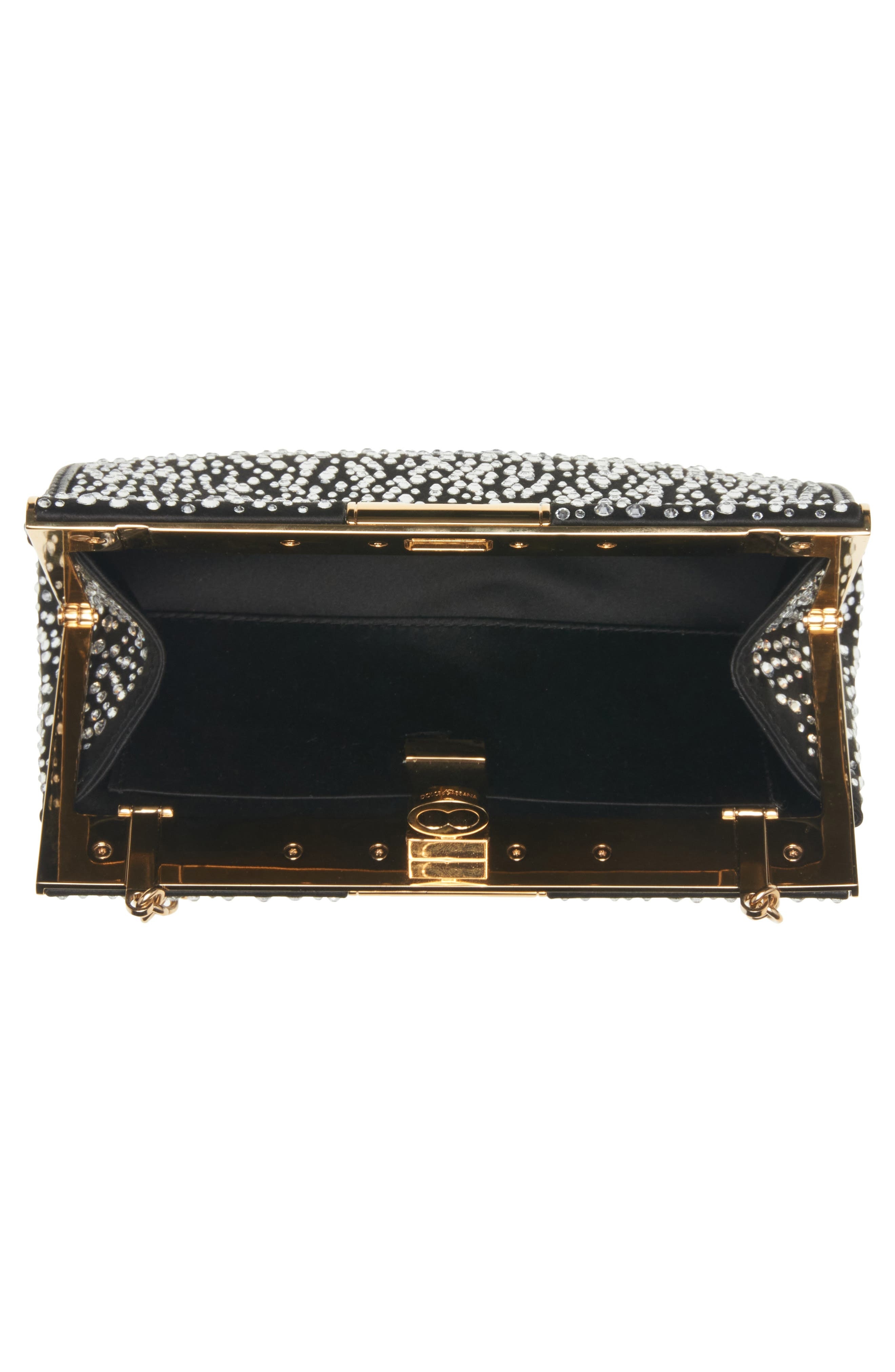 Dolce&Gabbana Marlene Crystal Embellished Satin Shoulder Bag in Crystal/Nero at Nordstrom - 3
