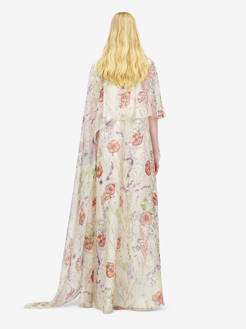 Meadow Floral Print Asymmetric Cape Dress 3
