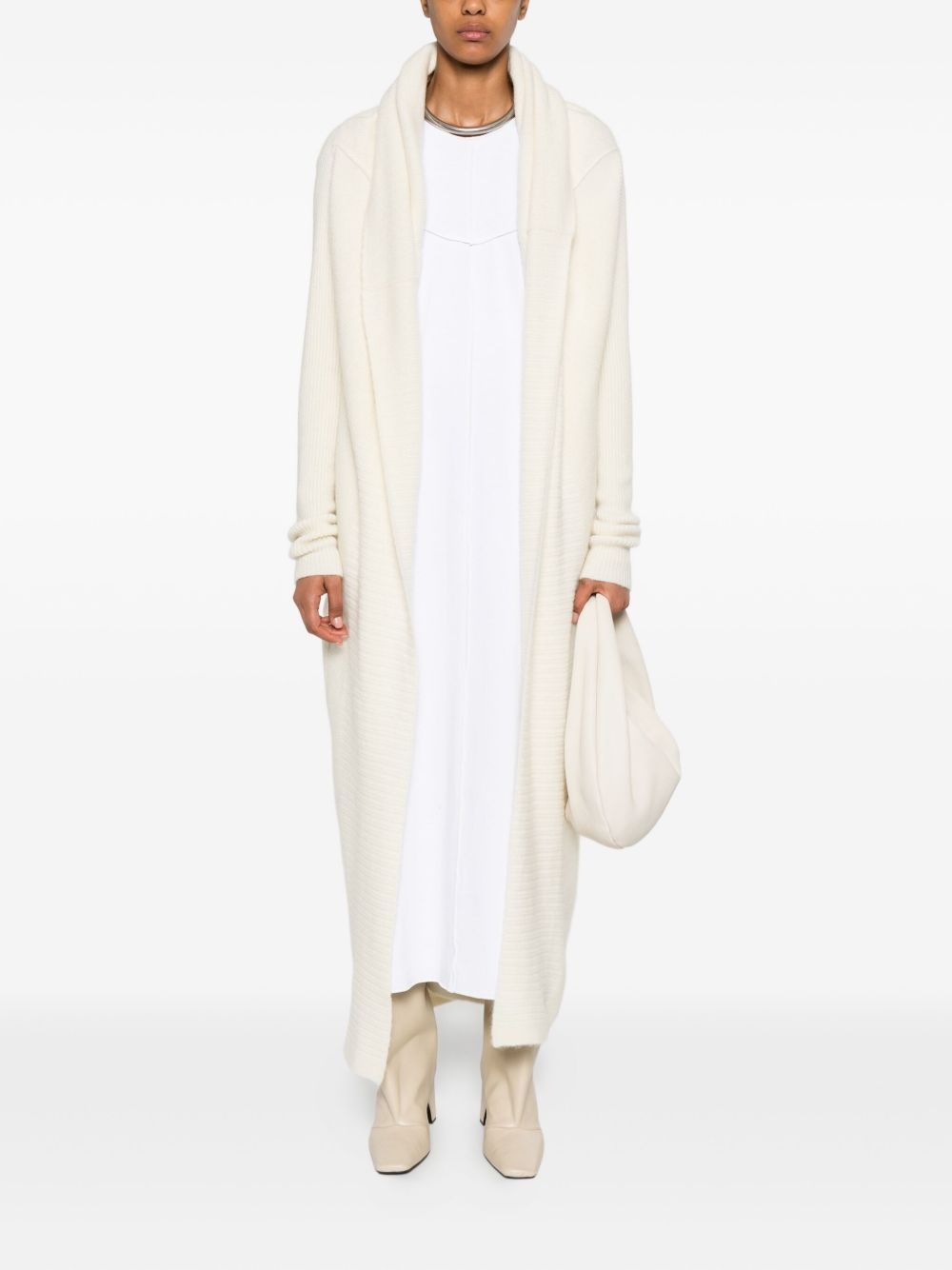 ribbed-knit coat - 2
