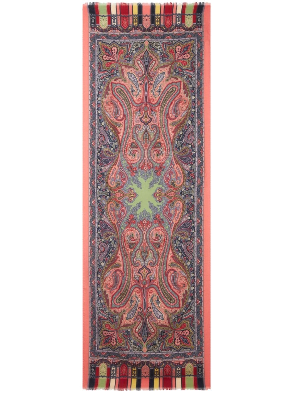 paisley-print wool-silk blend scarf - 1