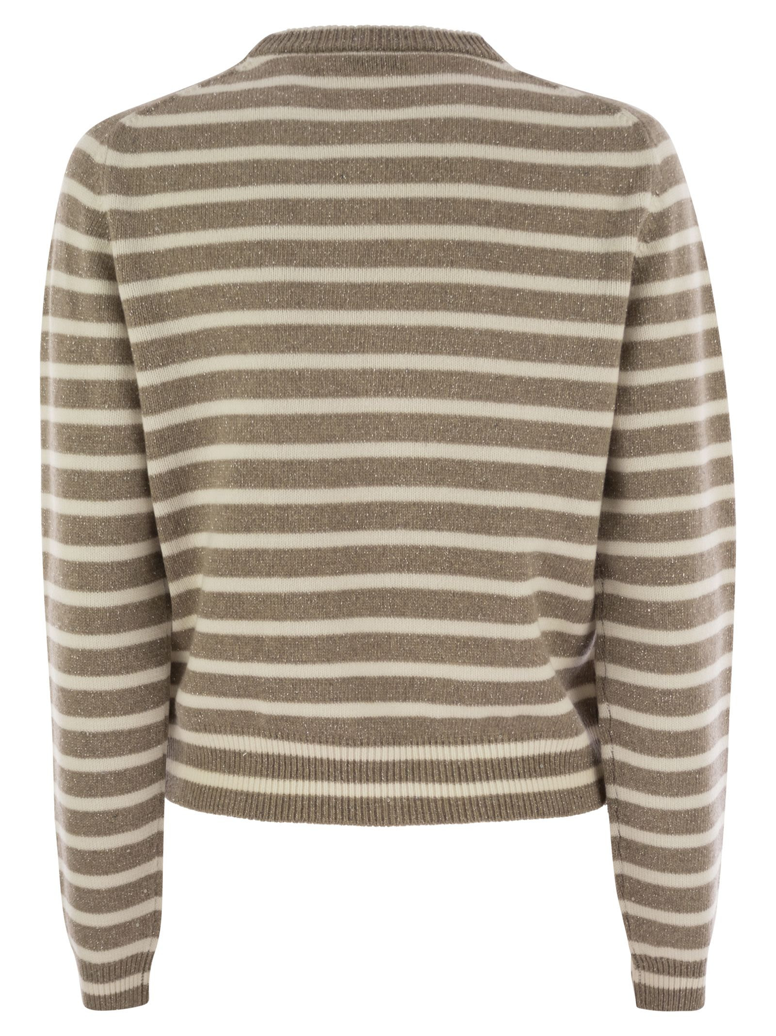 Brunello Cucinelli Women Sparkling & Dazzling Striped Cashmere And Wool Sweater - 2