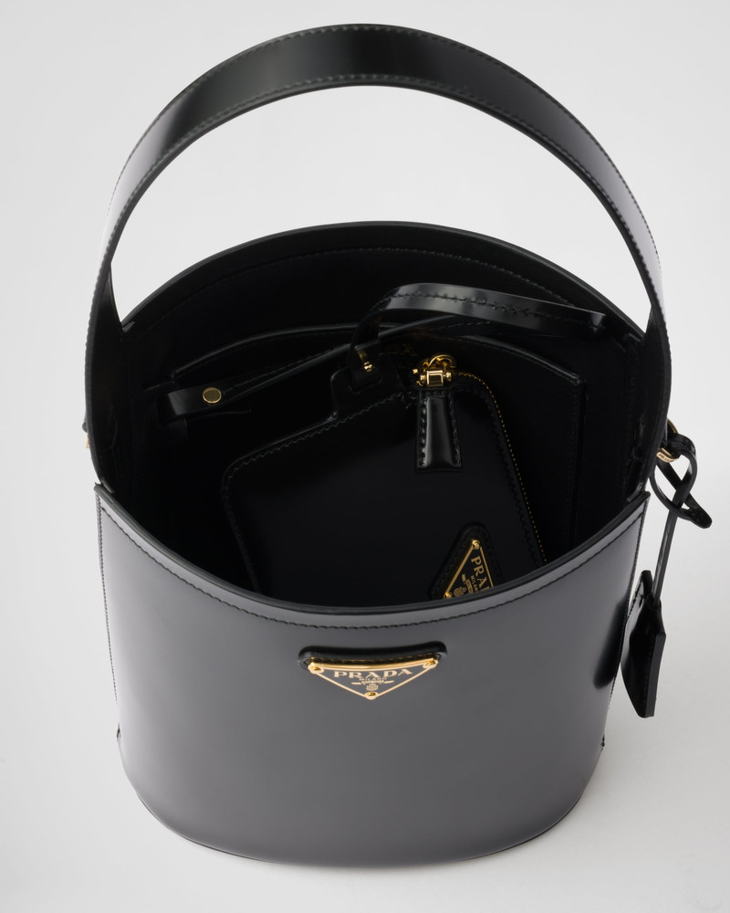 Brushed leather mini bucket bag 5