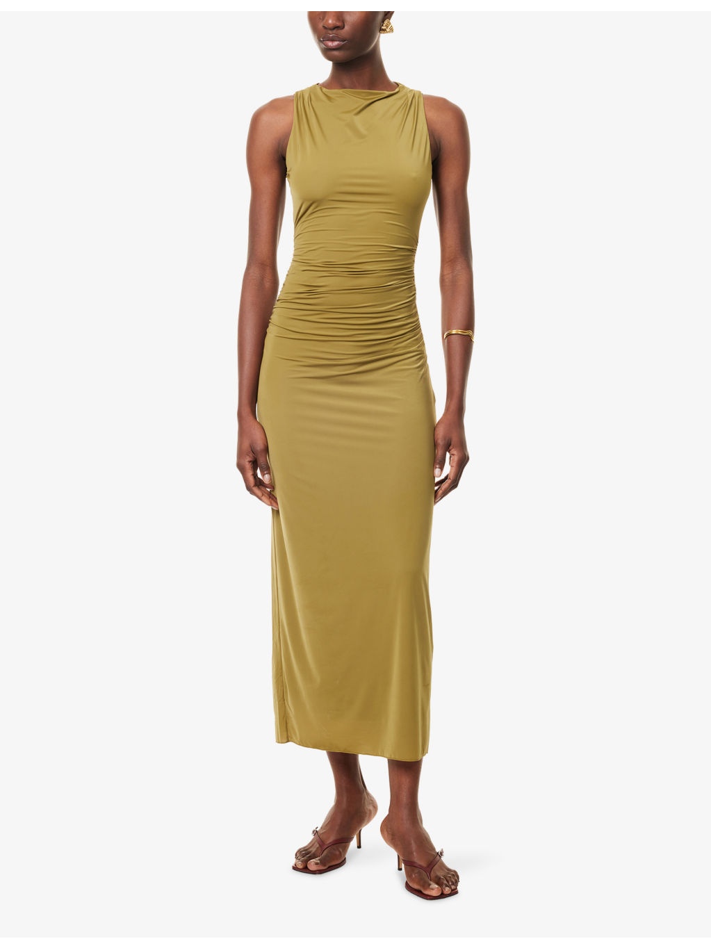 Cascina Twisted-Neckline Jersey Midi Dress - 3