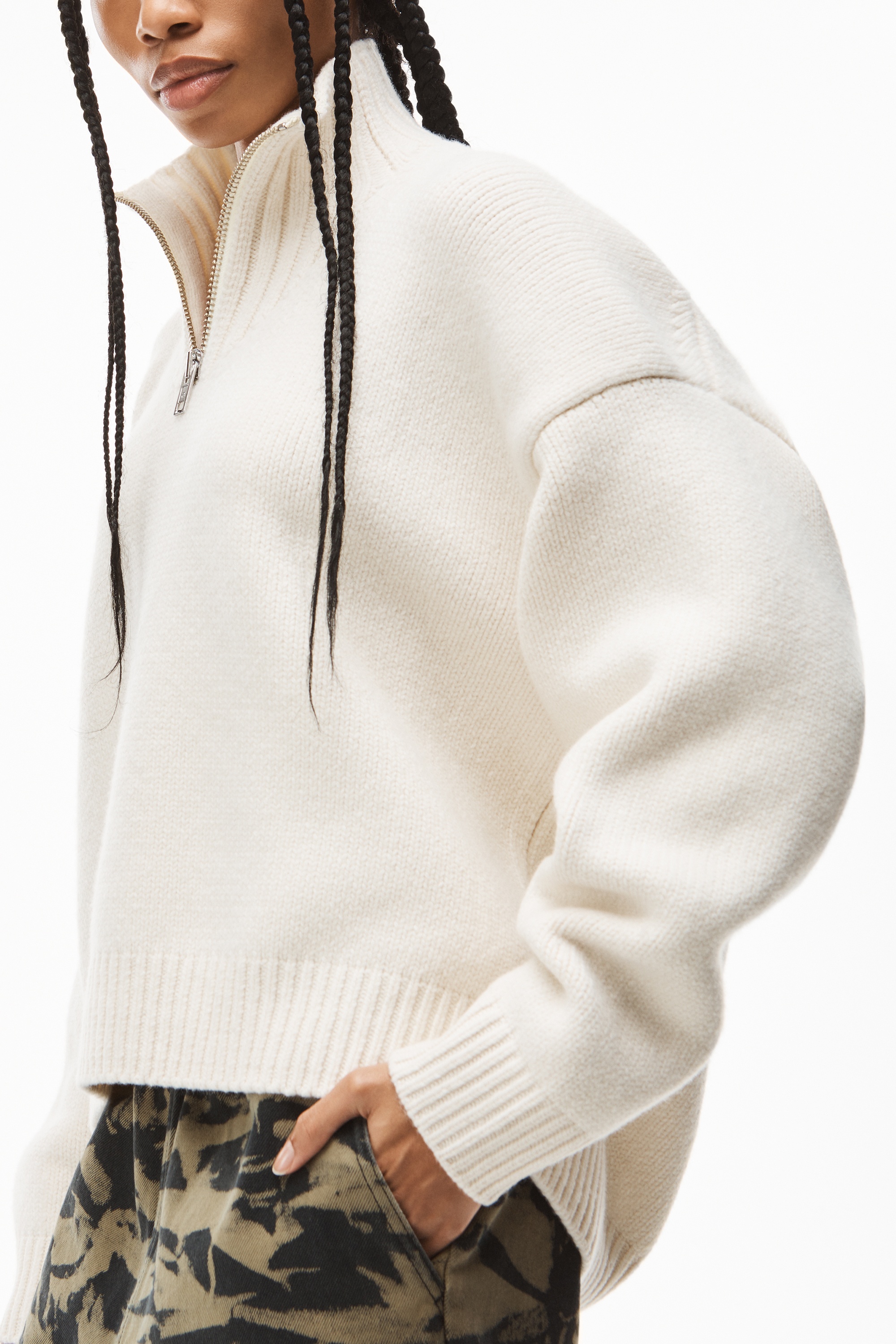 HALF ZIP PULLOVER IN BOILED WOOL - 3