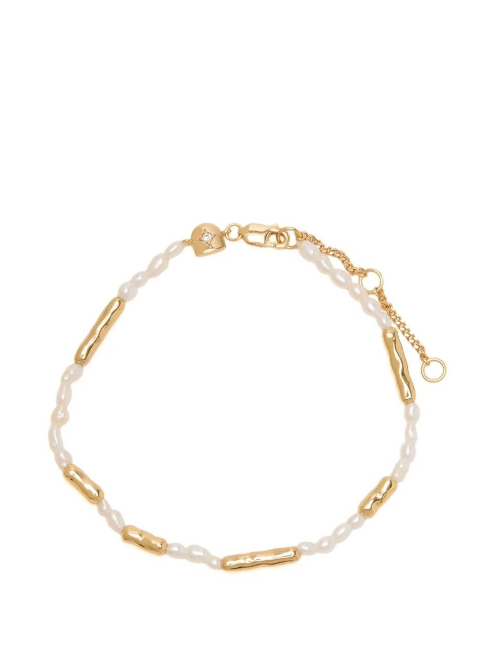 18K gold-plated sterling silver pearl-embellished bracelet - 1
