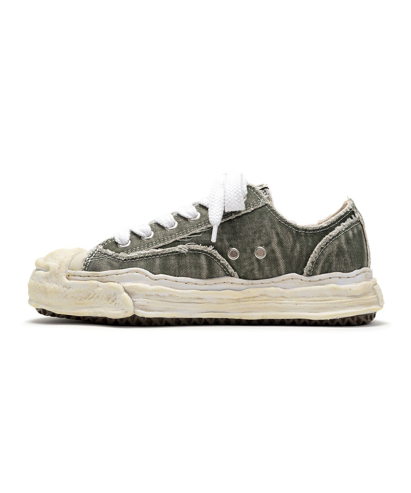 "HANK" OG Sole Bleach-Wash Denim Canvas Low-top Sneaker 9