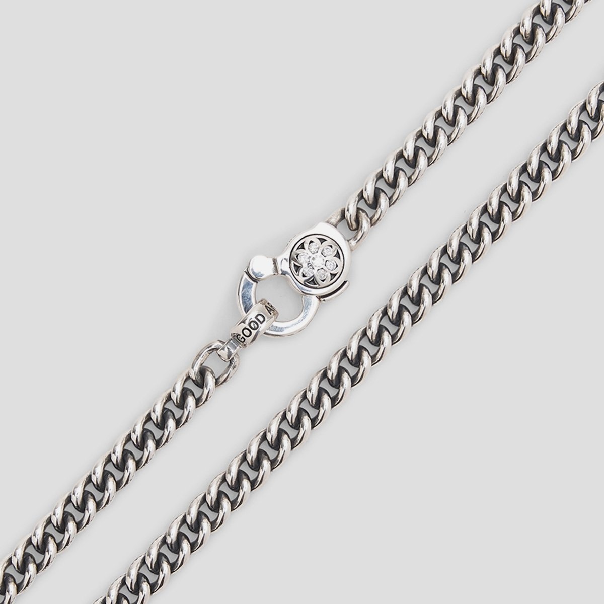 CS-CURBAA24-WHT GOOD ART HLYWD Curb Chain Necklace Link Size AA at 24" - Sterling Silver with White  - 3