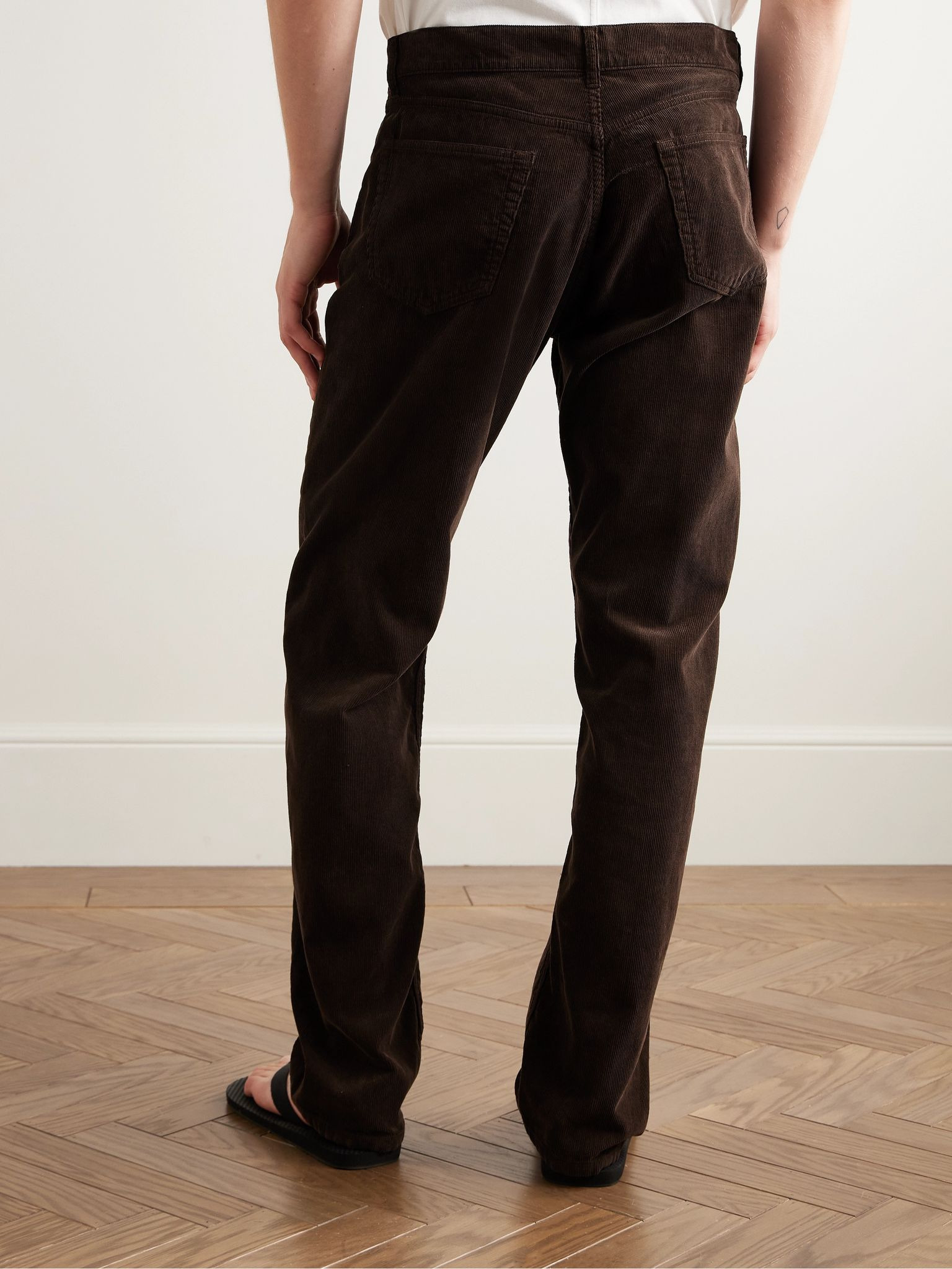 Burt Straight-Leg Cotton-Corduroy Trousers Brown - 4