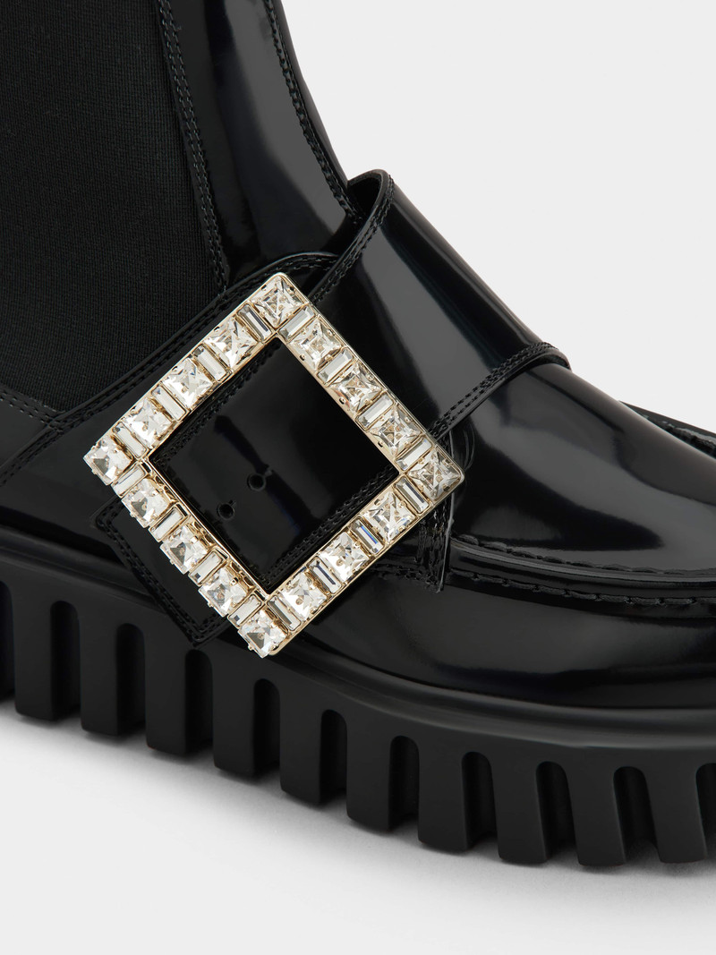 Viv' Go-Thick Strass Buckle Chealsea Ankle Boots in Patent Leather 3