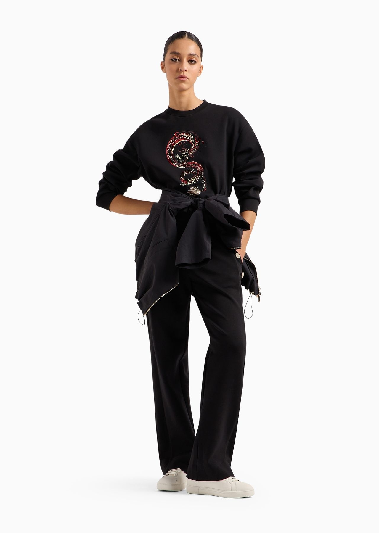 sweatshirt with oversized dragon embroidery - 4