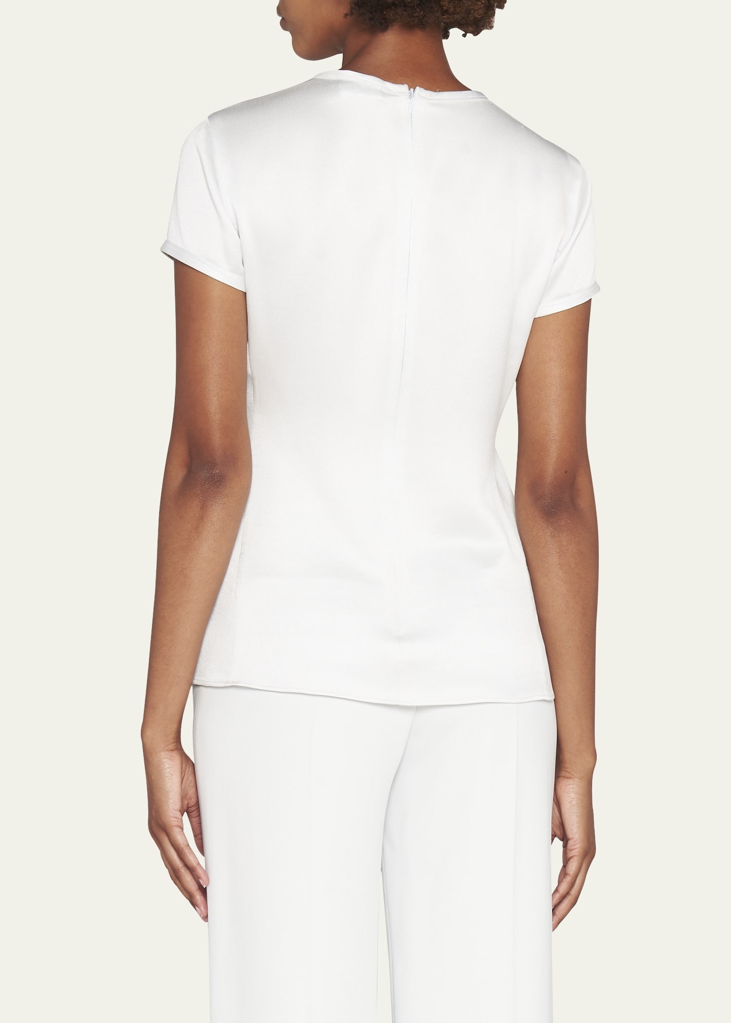 Crewneck Short-Sleeve Silk T-Shirt - 3