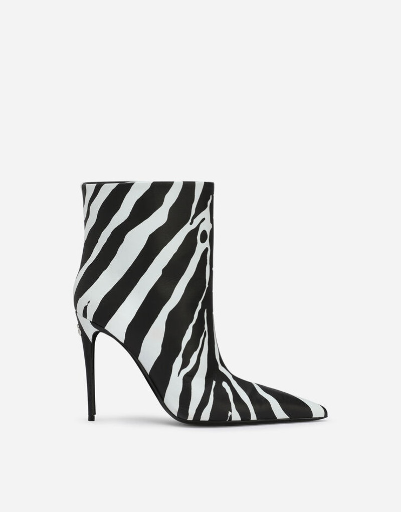 Zebra-print nappa leather ankle boots - 1