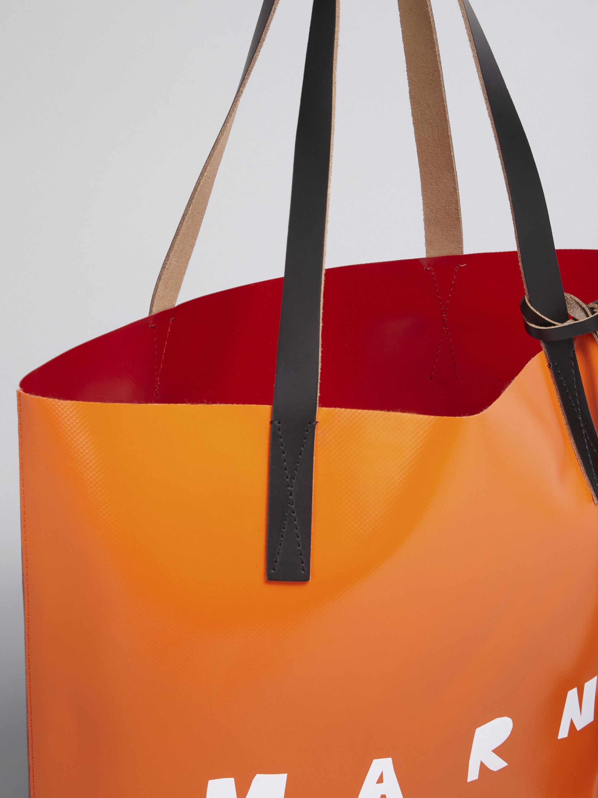 RED AND ORANGE TRIBECA SHOPPING BAG WITH MARNI LOGO - 3