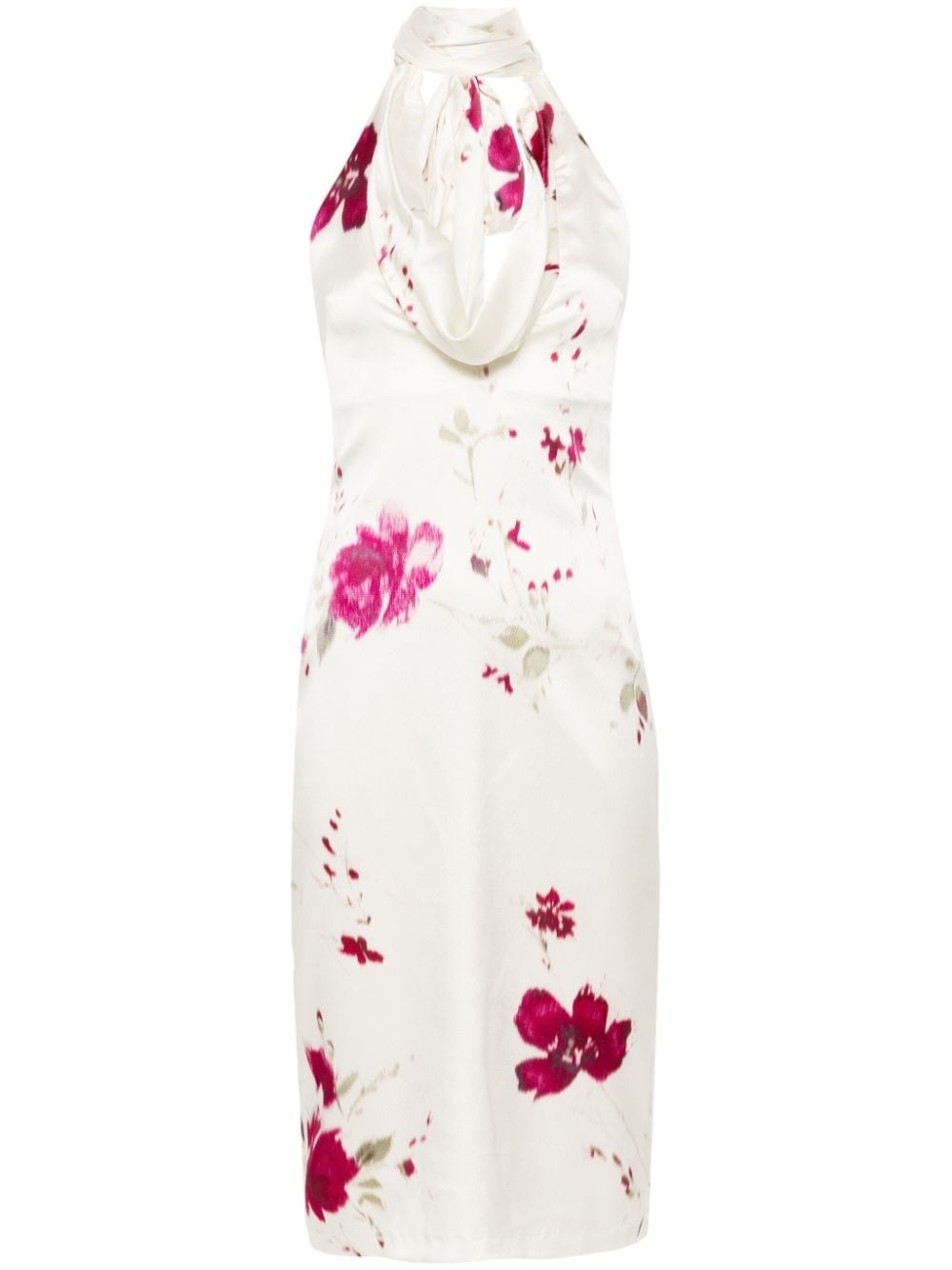 halterneck floral midi dress - 1