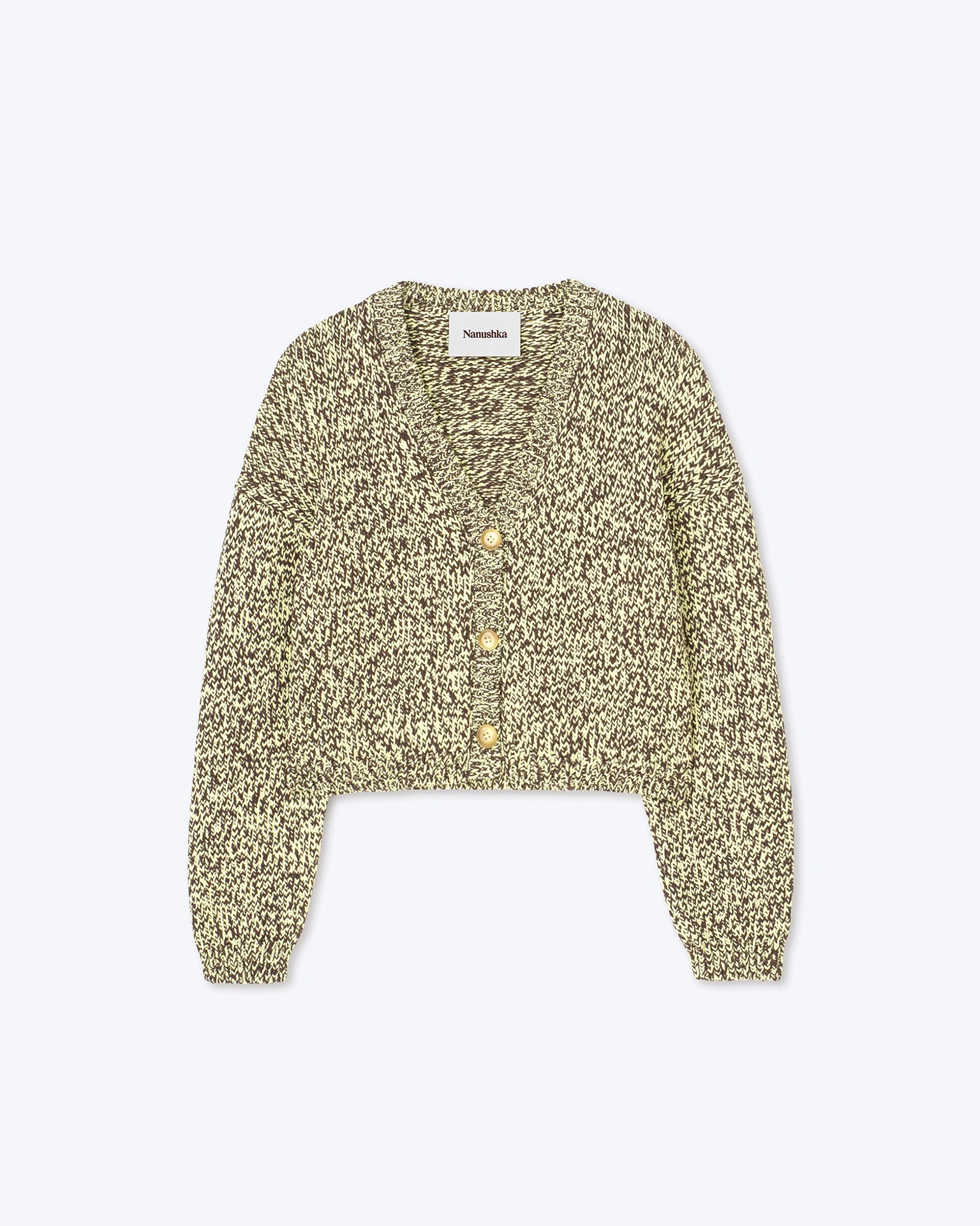 CALIZ - Cropped mouliné cardigan - Graphic lime - 1