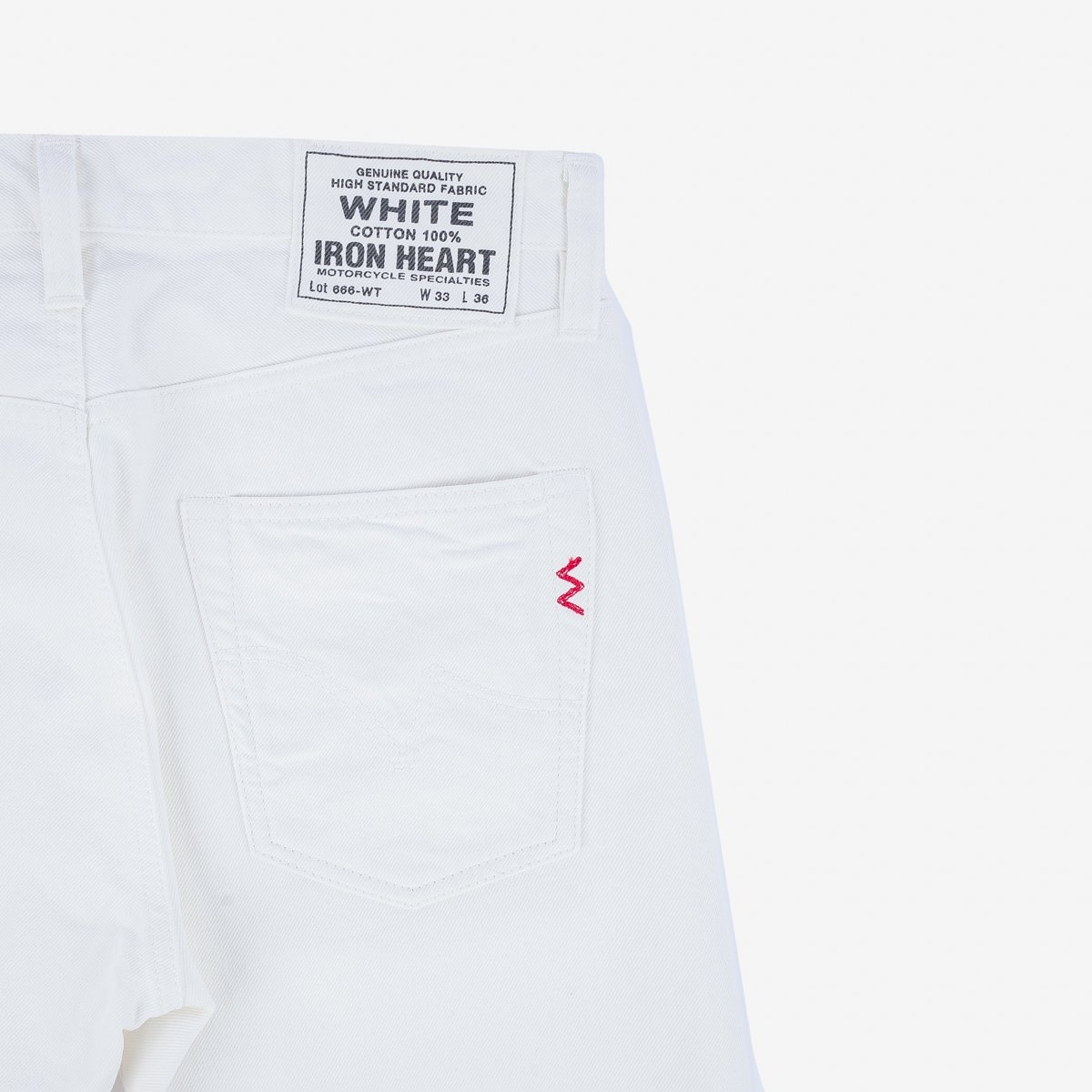 IH-666-WT 13.5oz Denim Slim Straight Cut Jeans - White - 8