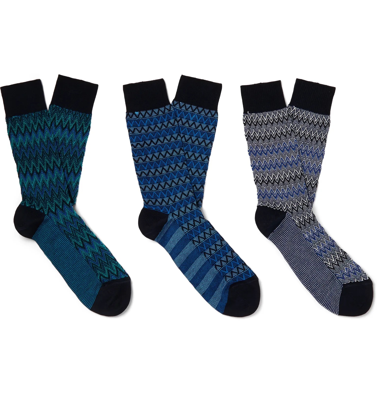 Three-Pack Crochet-Knit Cotton-Blend Socks - 1