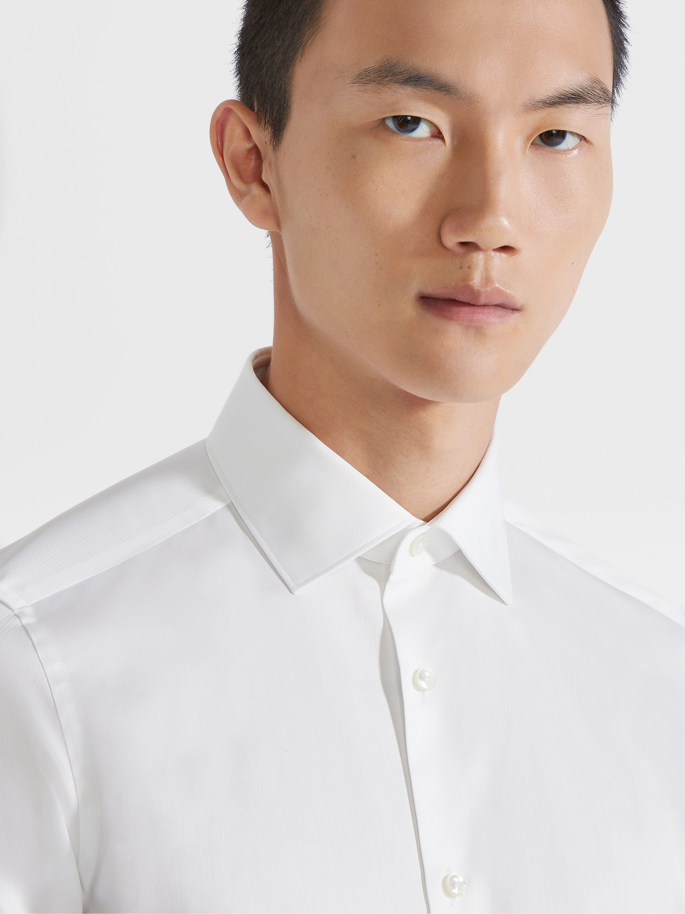 WHITE MICRO-STRIPED TRECAPI COTTON SHIRT - 2