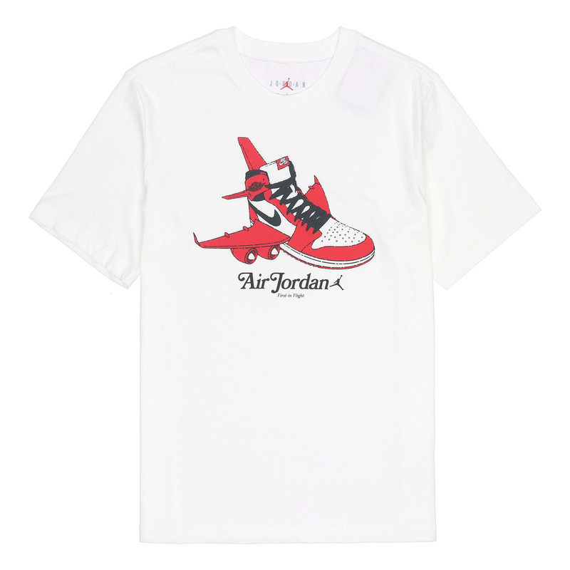 Air Jordan Shoe Alphabet Printing Round Neck Short Sleeve Unisex White DN1443-100 - 1