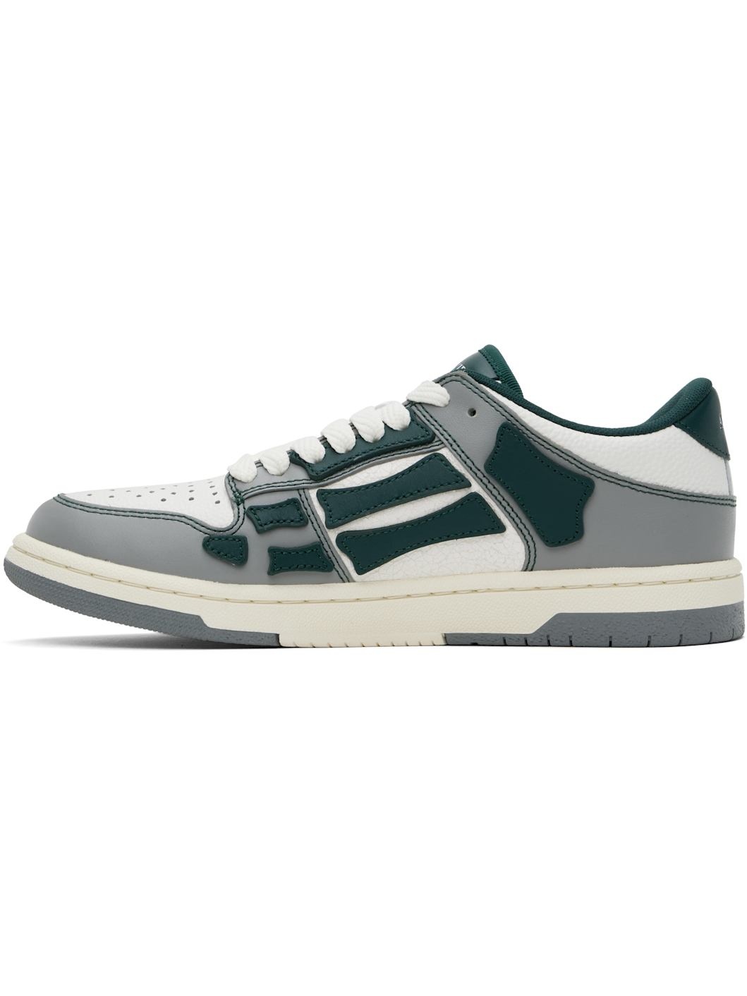 Gray & Green Varsity Skel Top Low Sneakers - 3