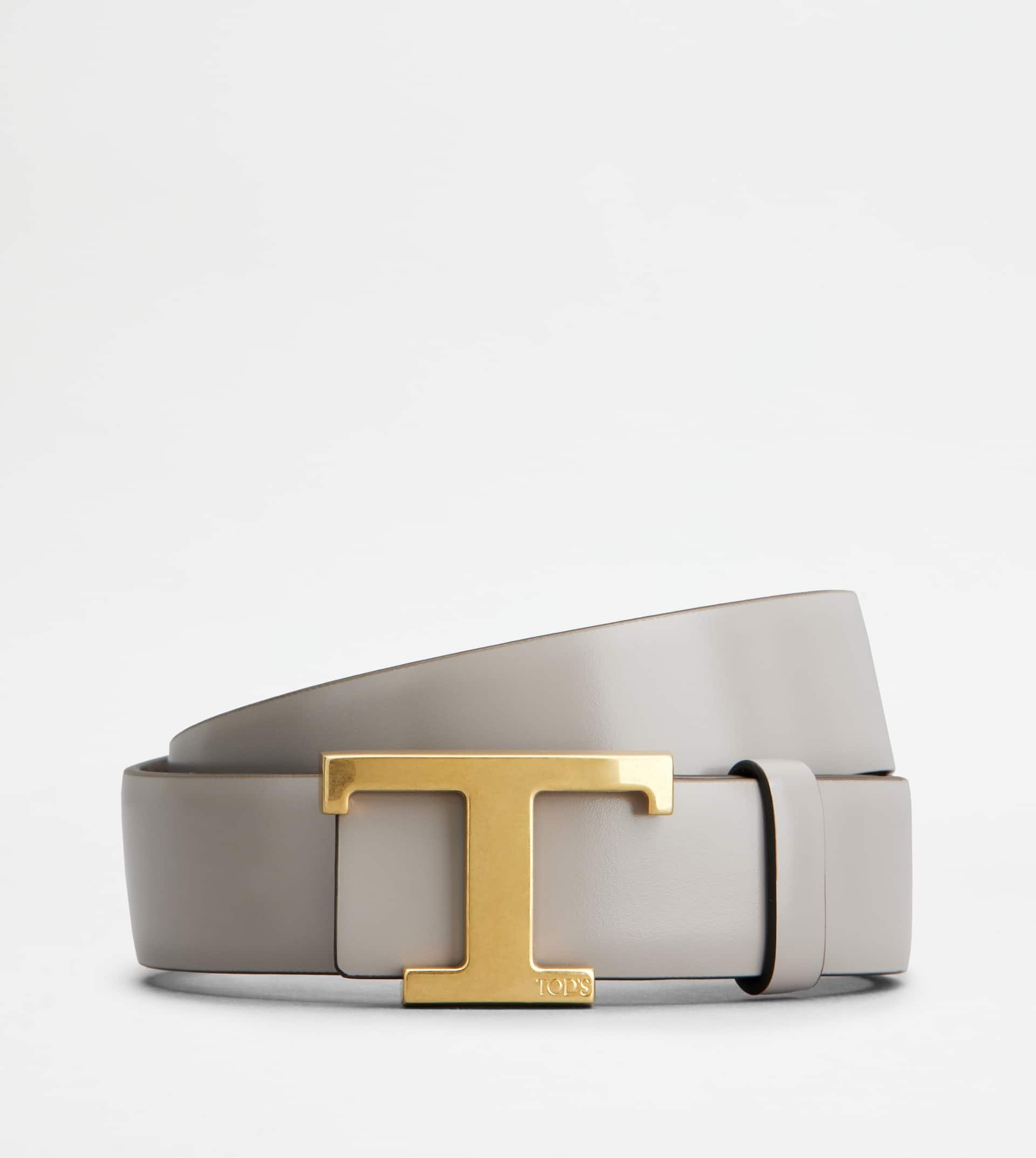 T TIMELESS REVERSIBLE BELT IN LEATHER - GREY, BROWN - 1