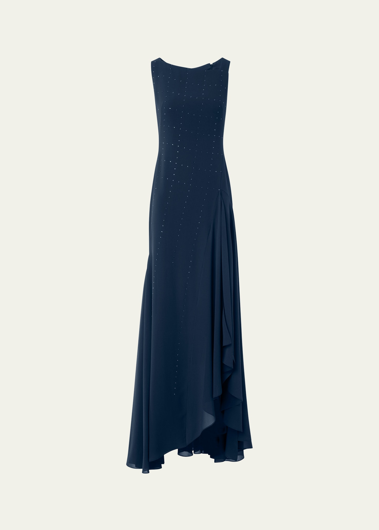 Studded Sleeveless Asymmetric Flared Maxi Dress - 1