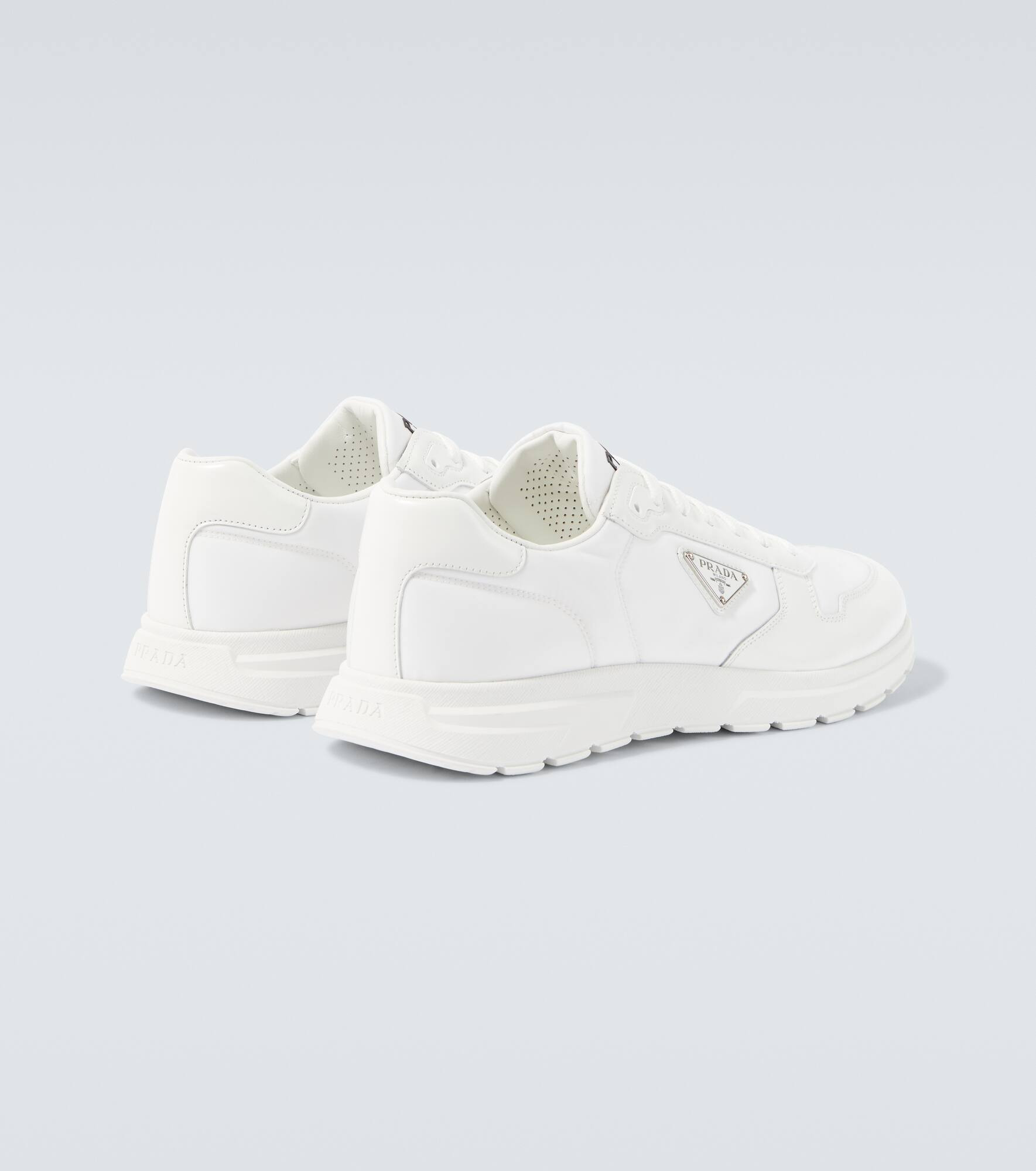 Logo leather-trimmed sneakers - 6