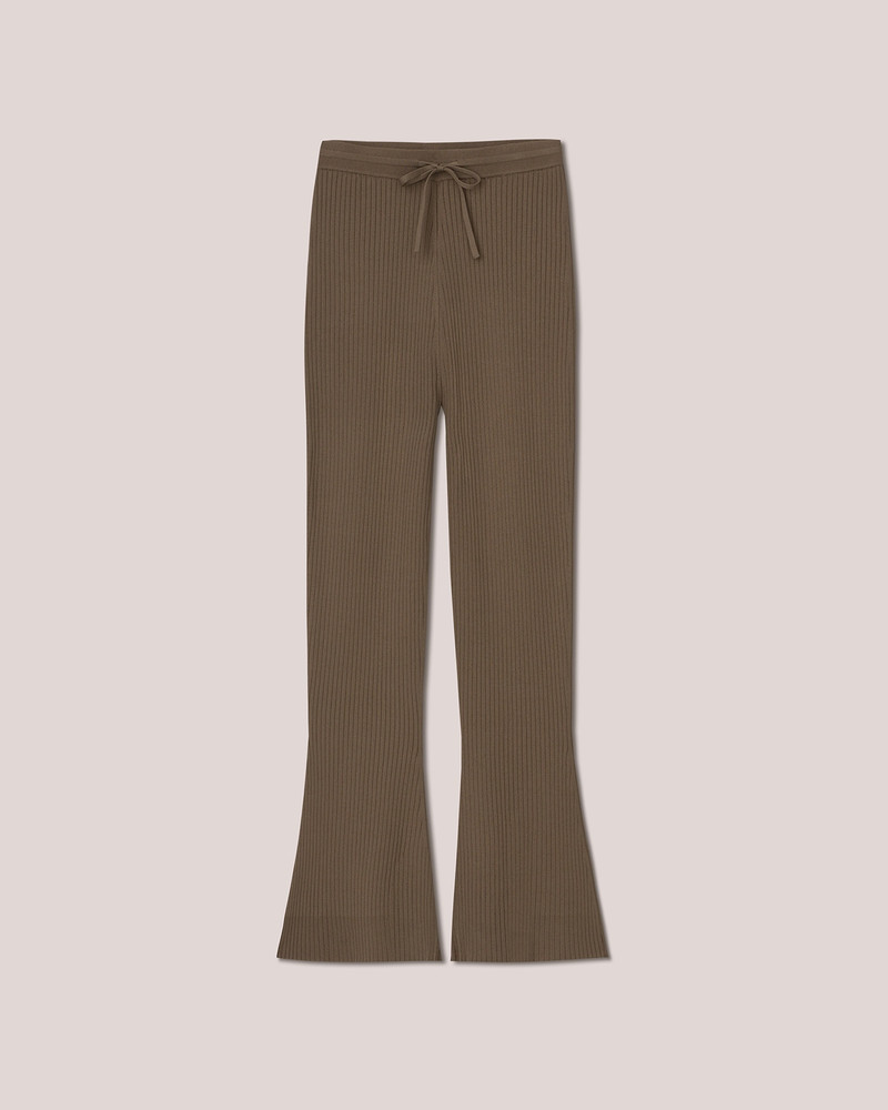 LYKKE - Rib pants - Khaki 1
