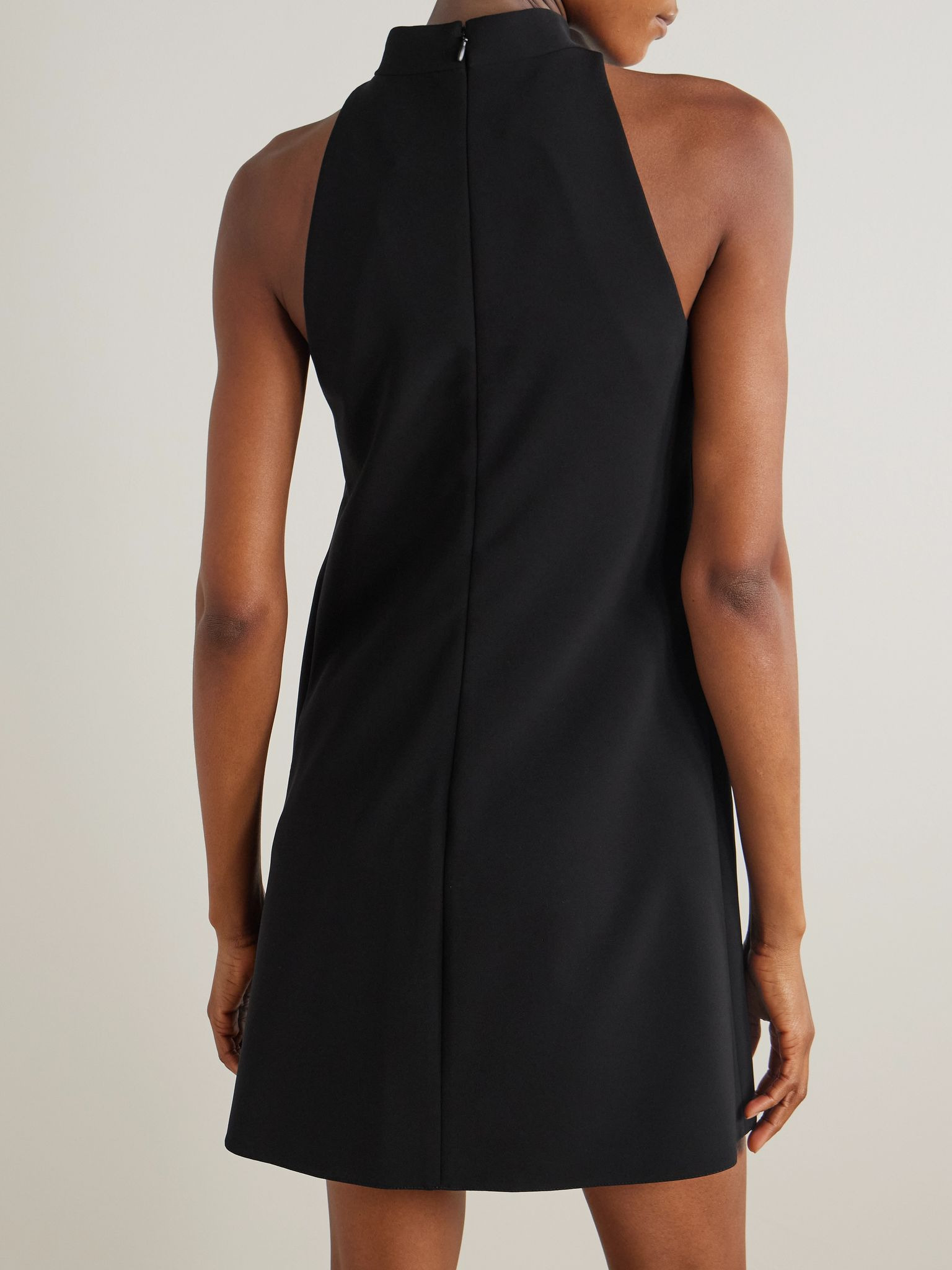 Heritage embroidered crepe mock-neck mini dress Black - 3